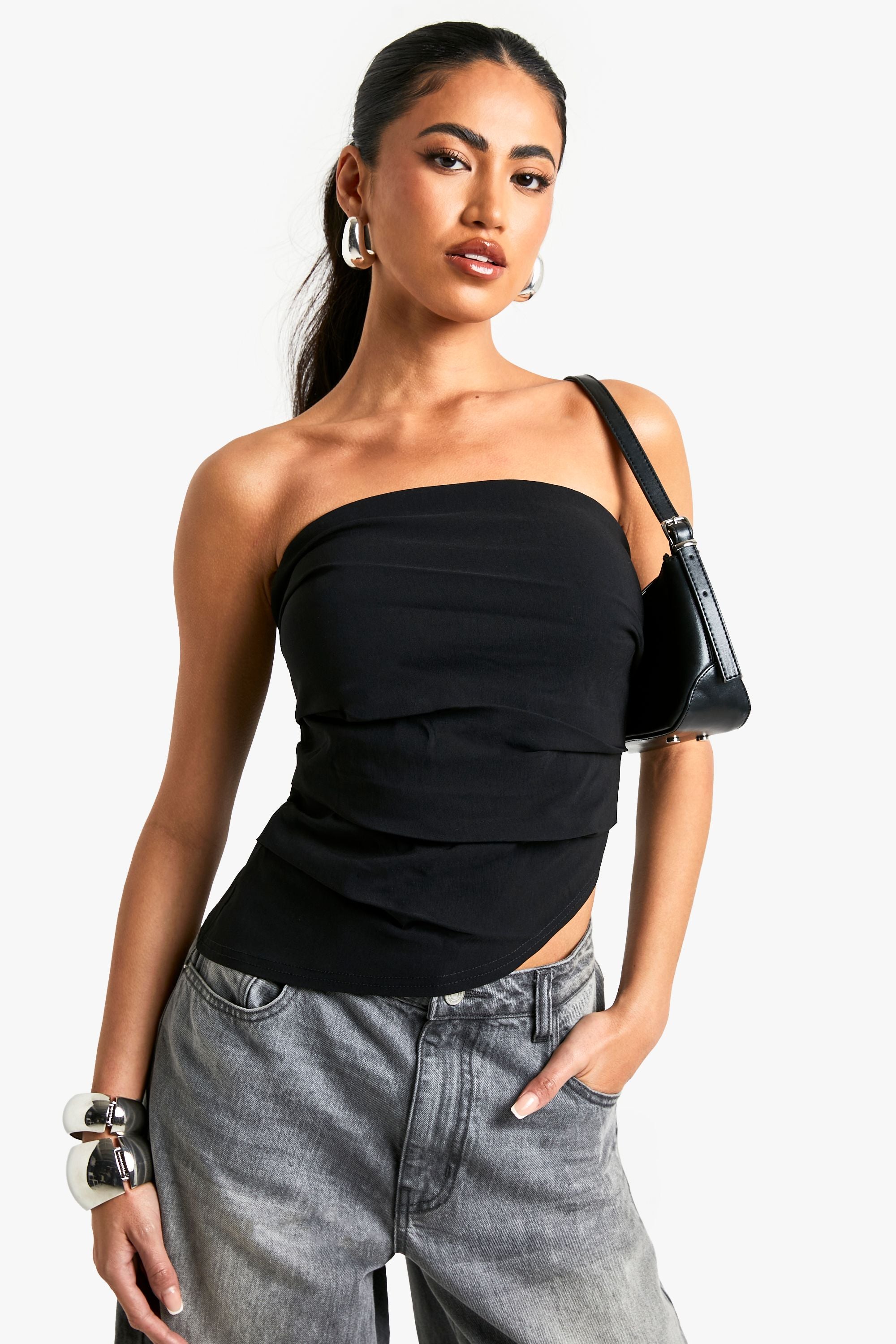 Bengaline Strapless Asym Hem Corset