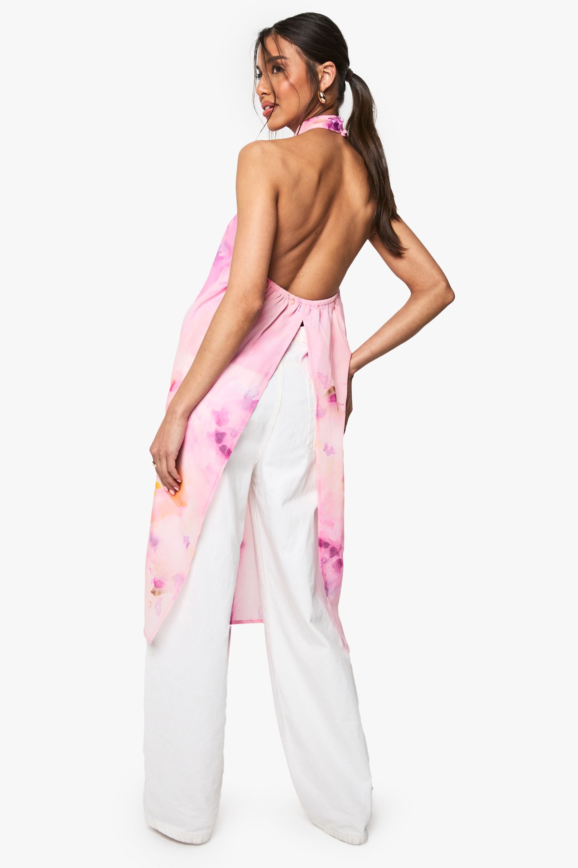 Floral Print High Neck Woven Maxi Top