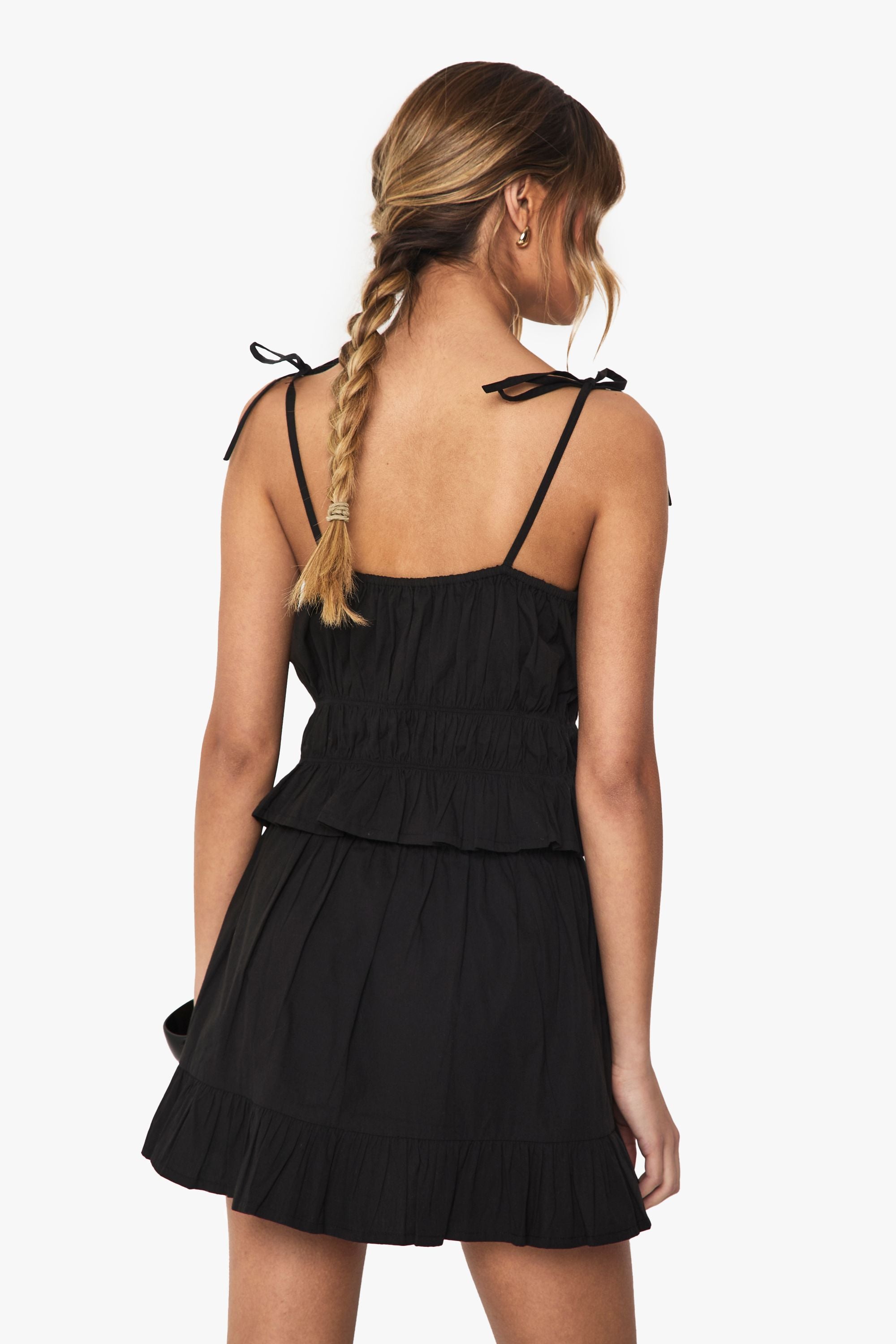 Ruched Poplin Tie Strap Cami Top