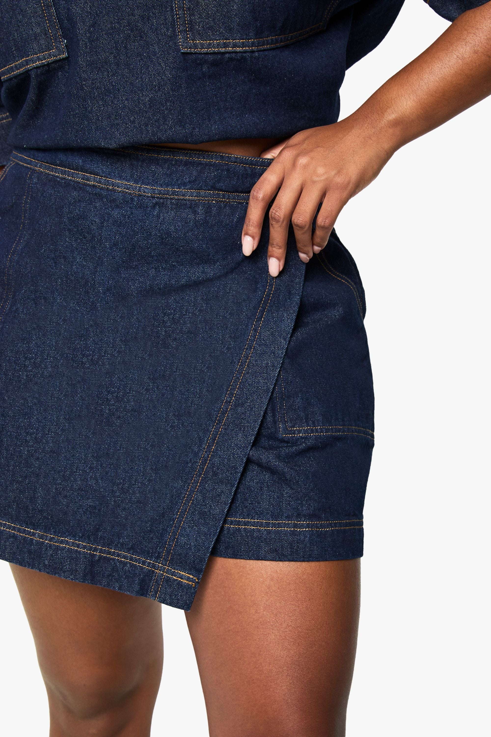 Plus Denim Wrap Skort