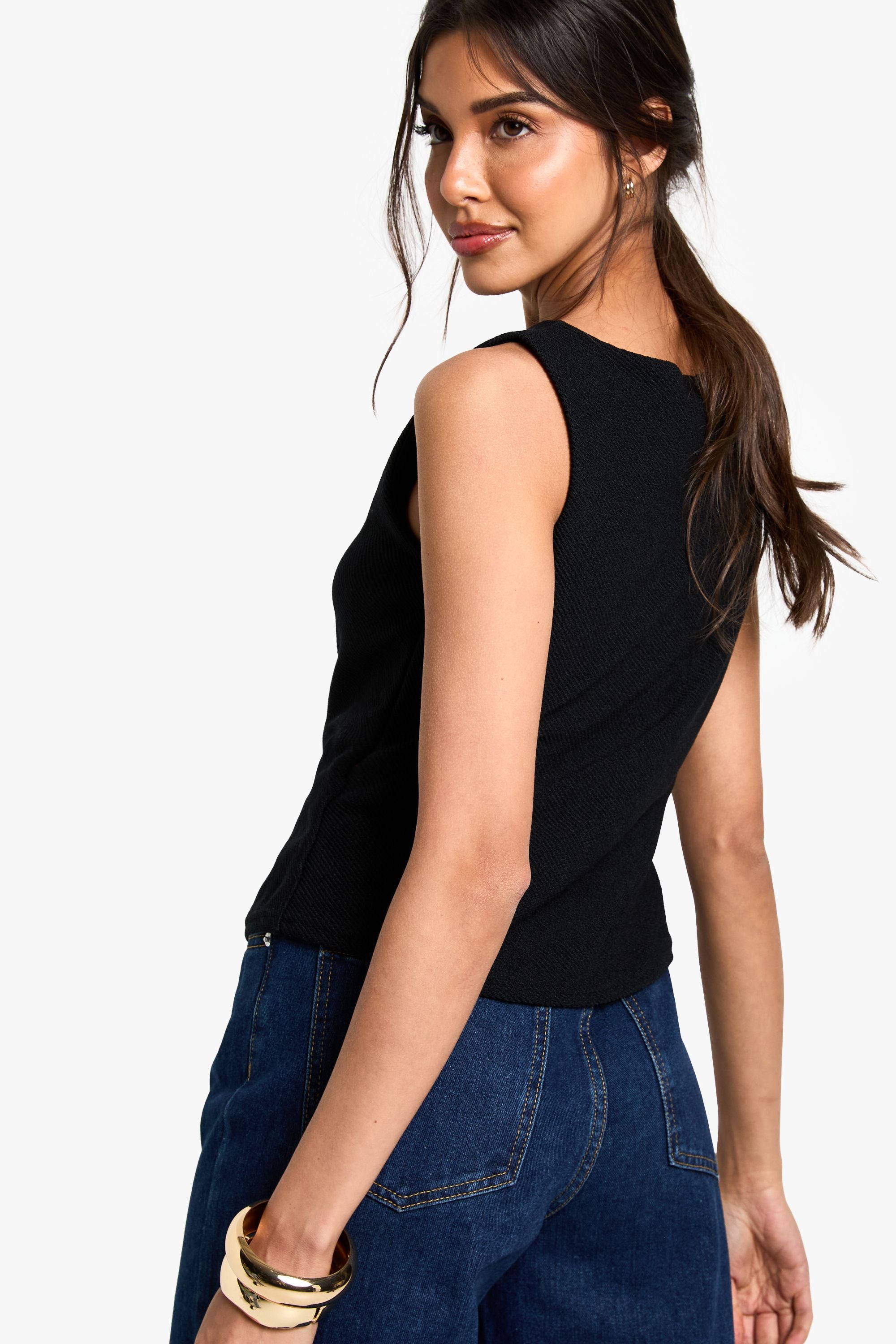 Textured Button Through Waistcoat