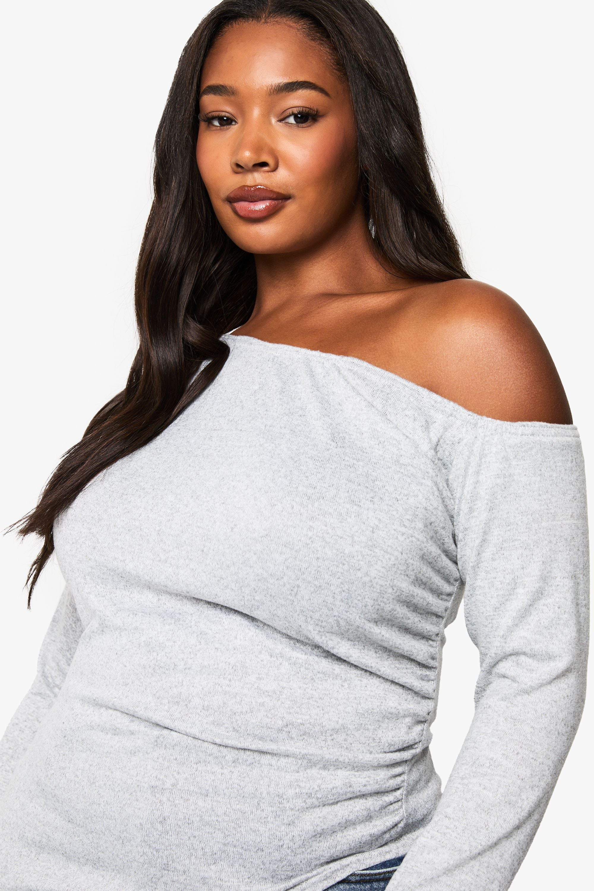 Plus Soft Rib Ruched Top