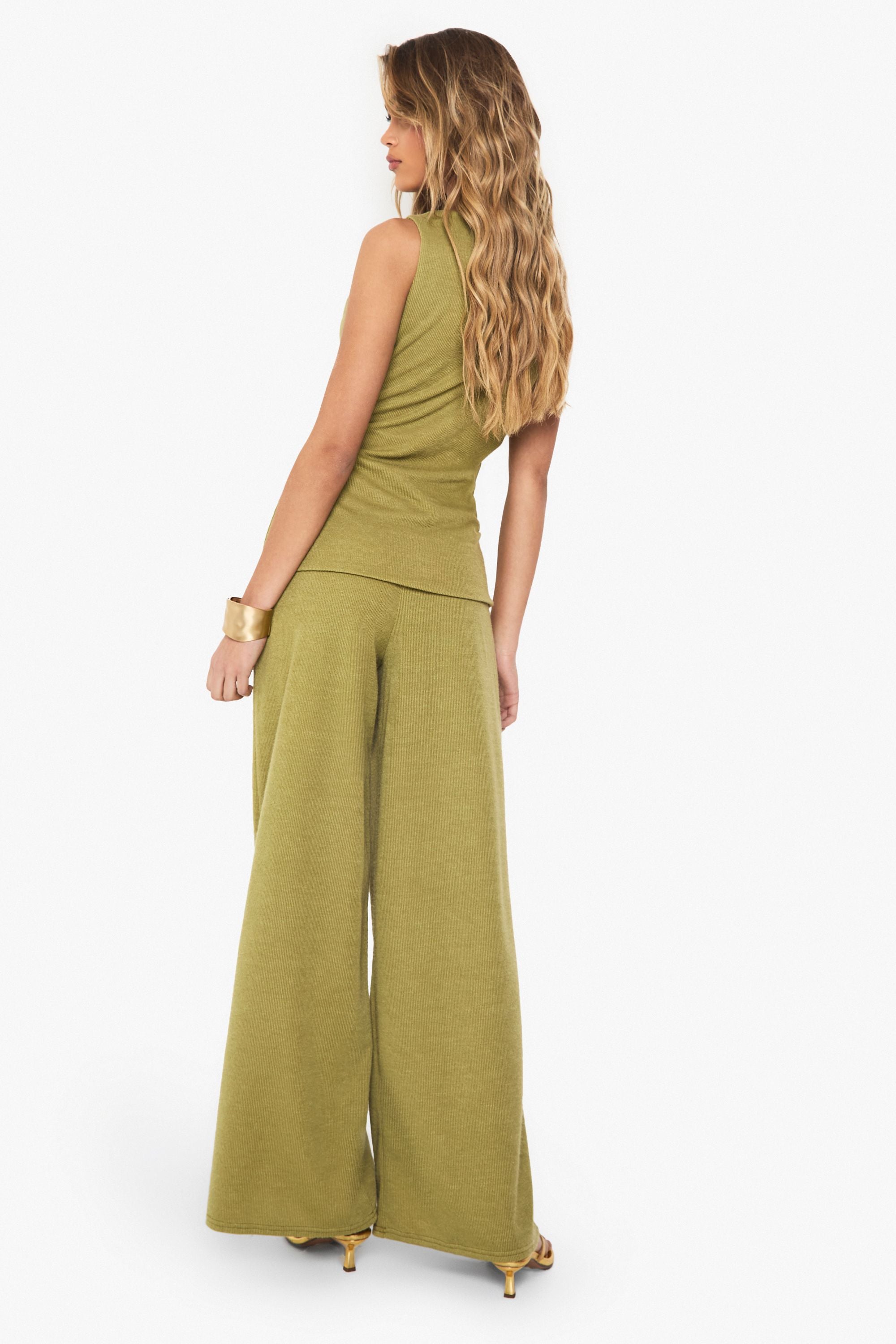 Textured Wide Leg Trouser