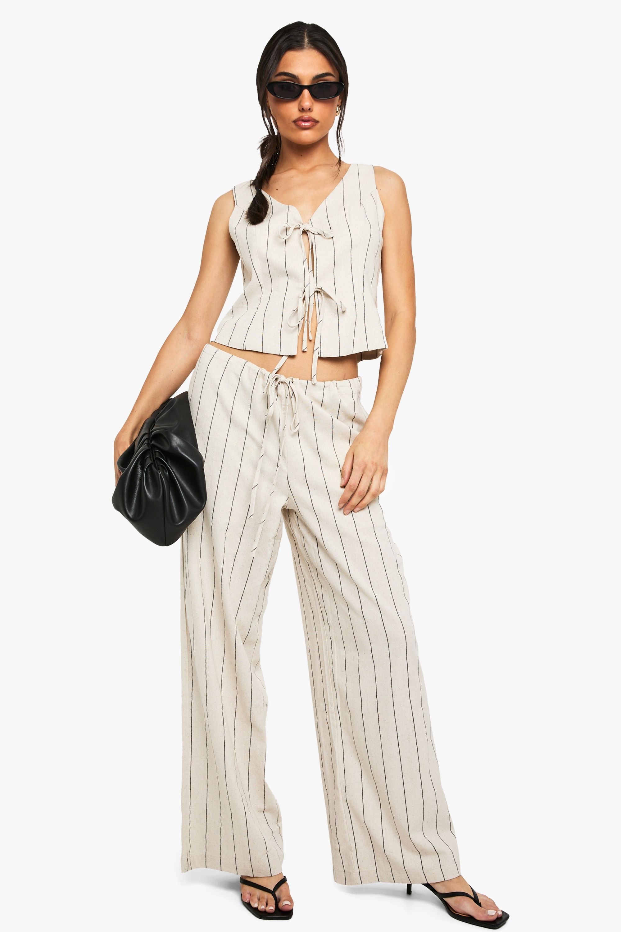 Linen Look Tie Front Top