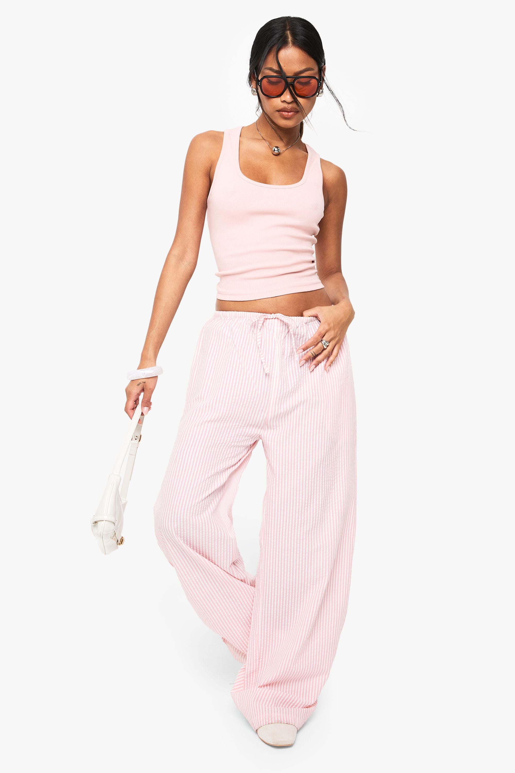 Boohoo Basics Rib Scoop Neck Racer Back Vest Top