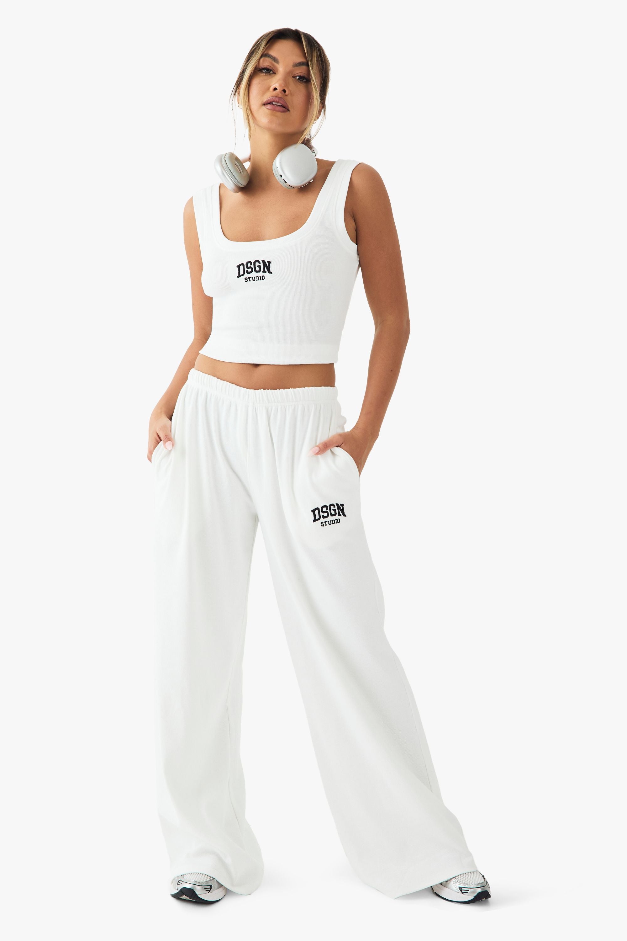 DSGN Studio Collegiate Embroidered Rib Tank Vest Top