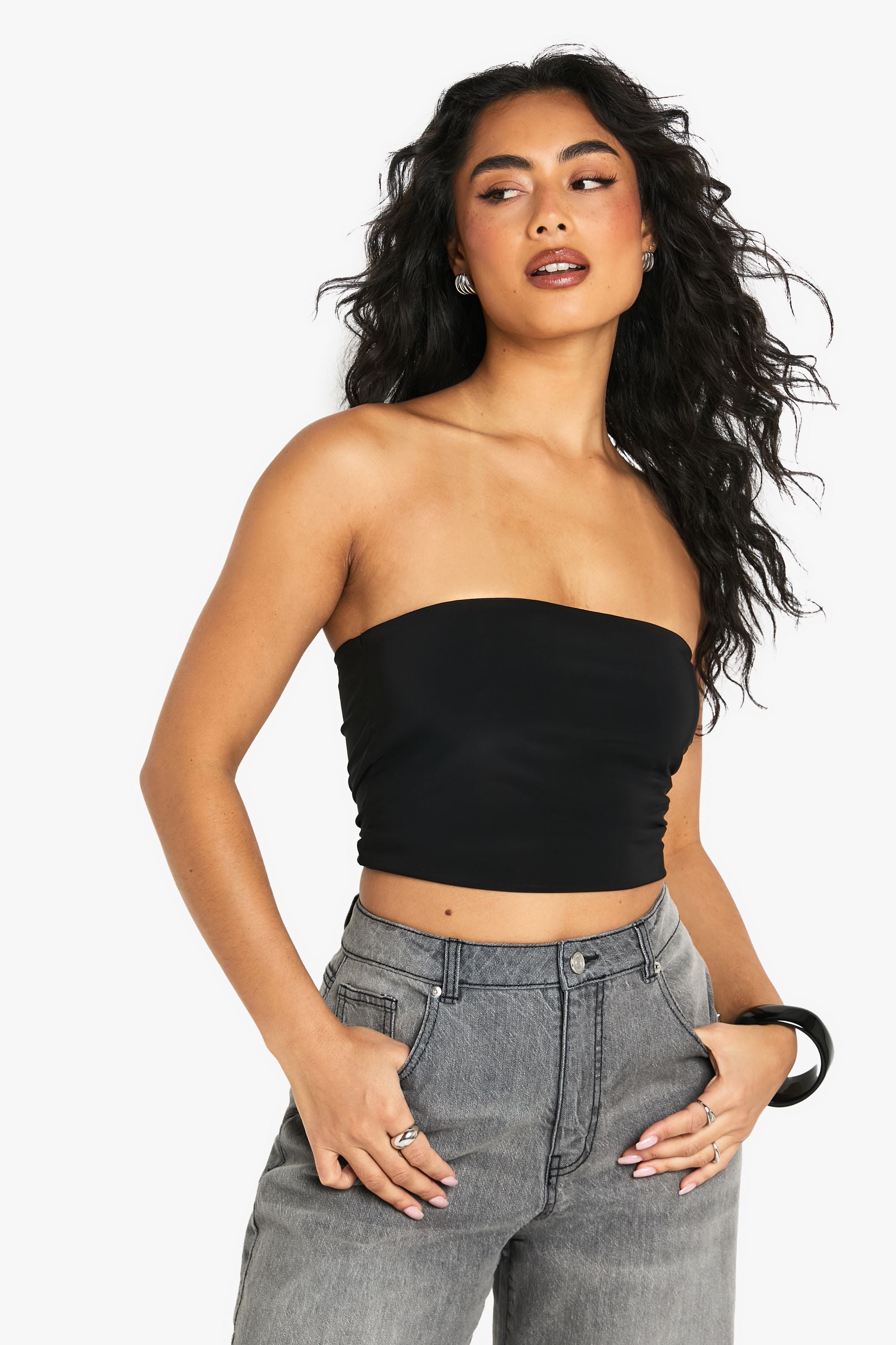 Double Layer Slinky Double Layer Bandeau Top