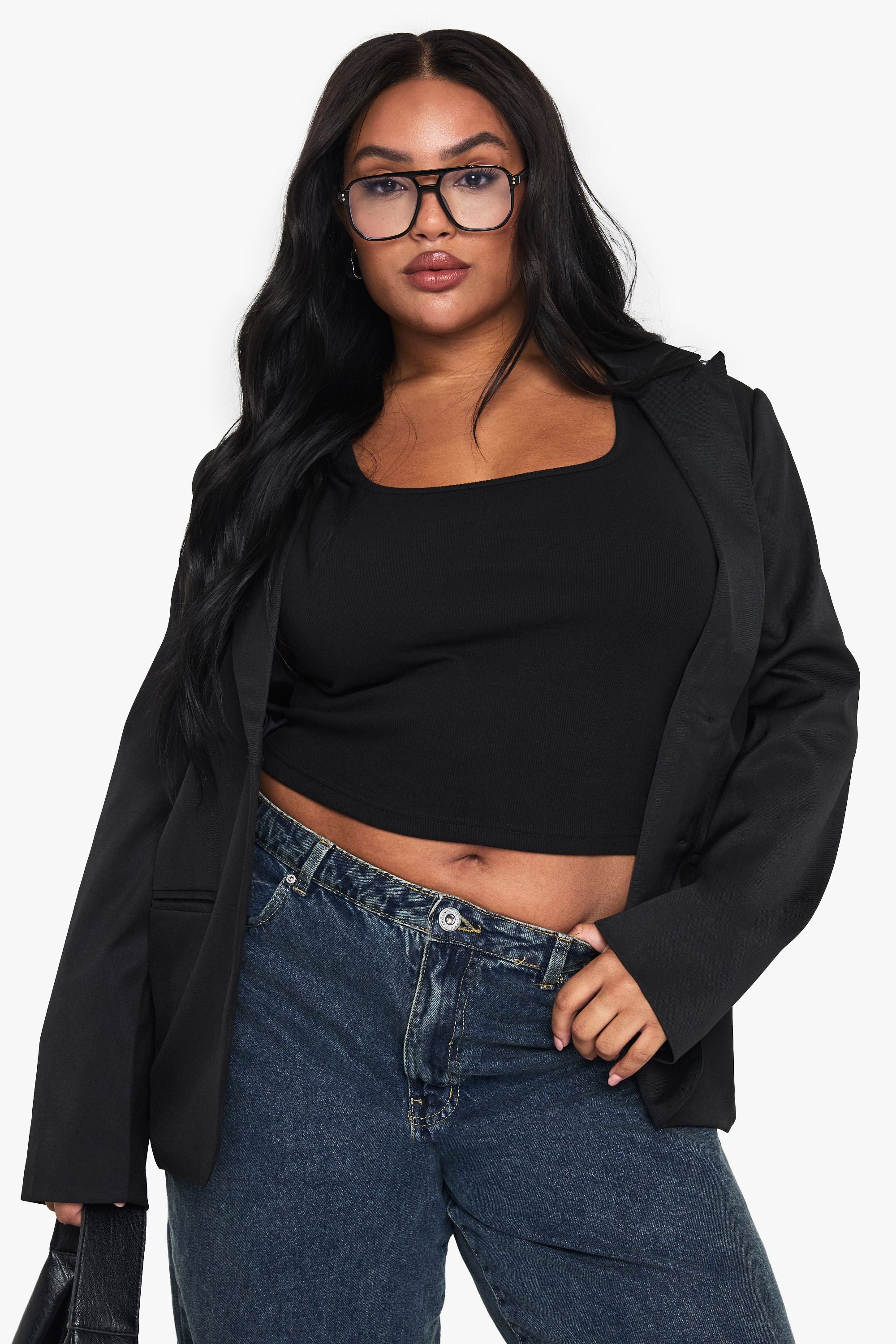 Plus Rib Scoop Neck Racer Back Vest Top