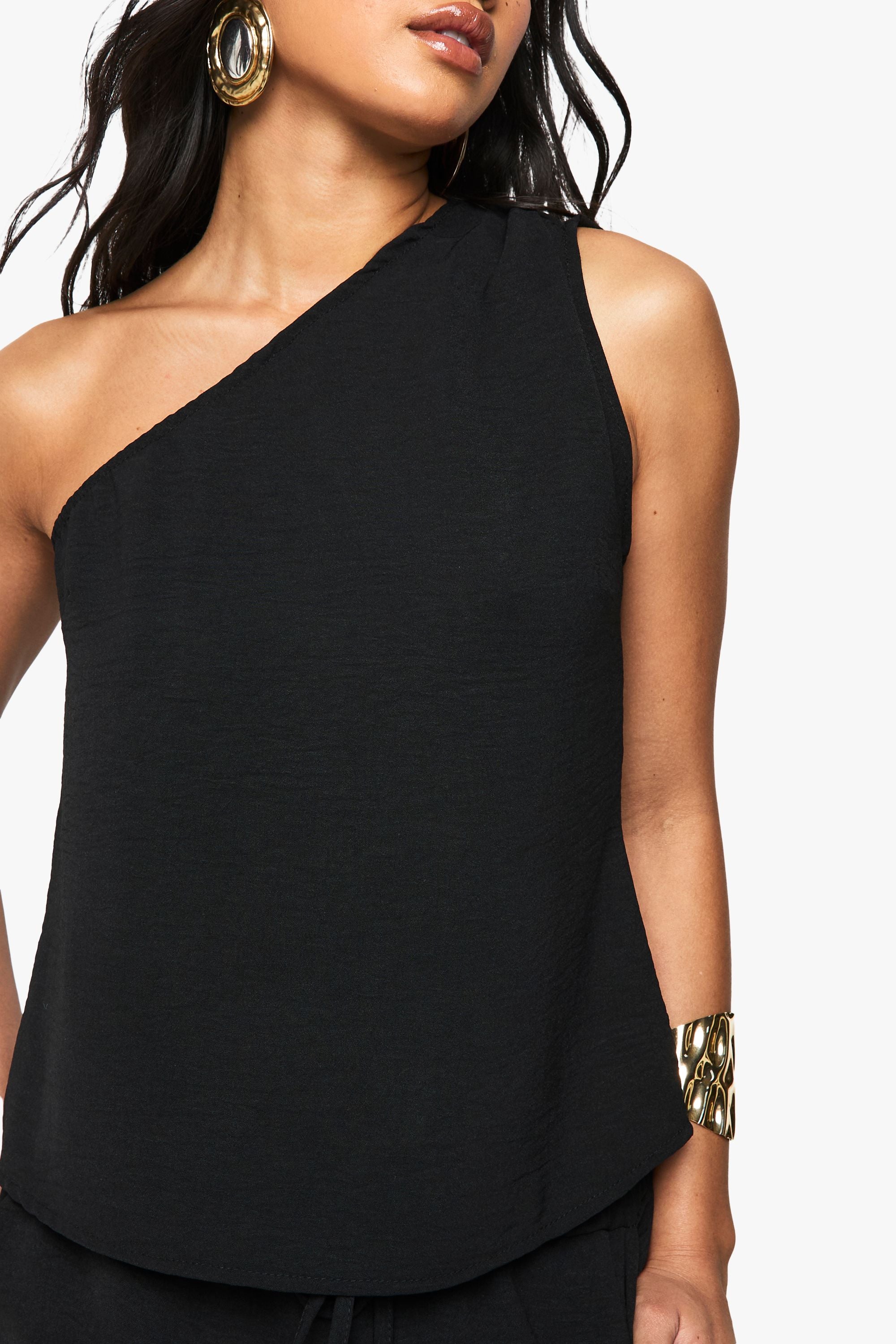 Woven Hammered One Shoulder Top