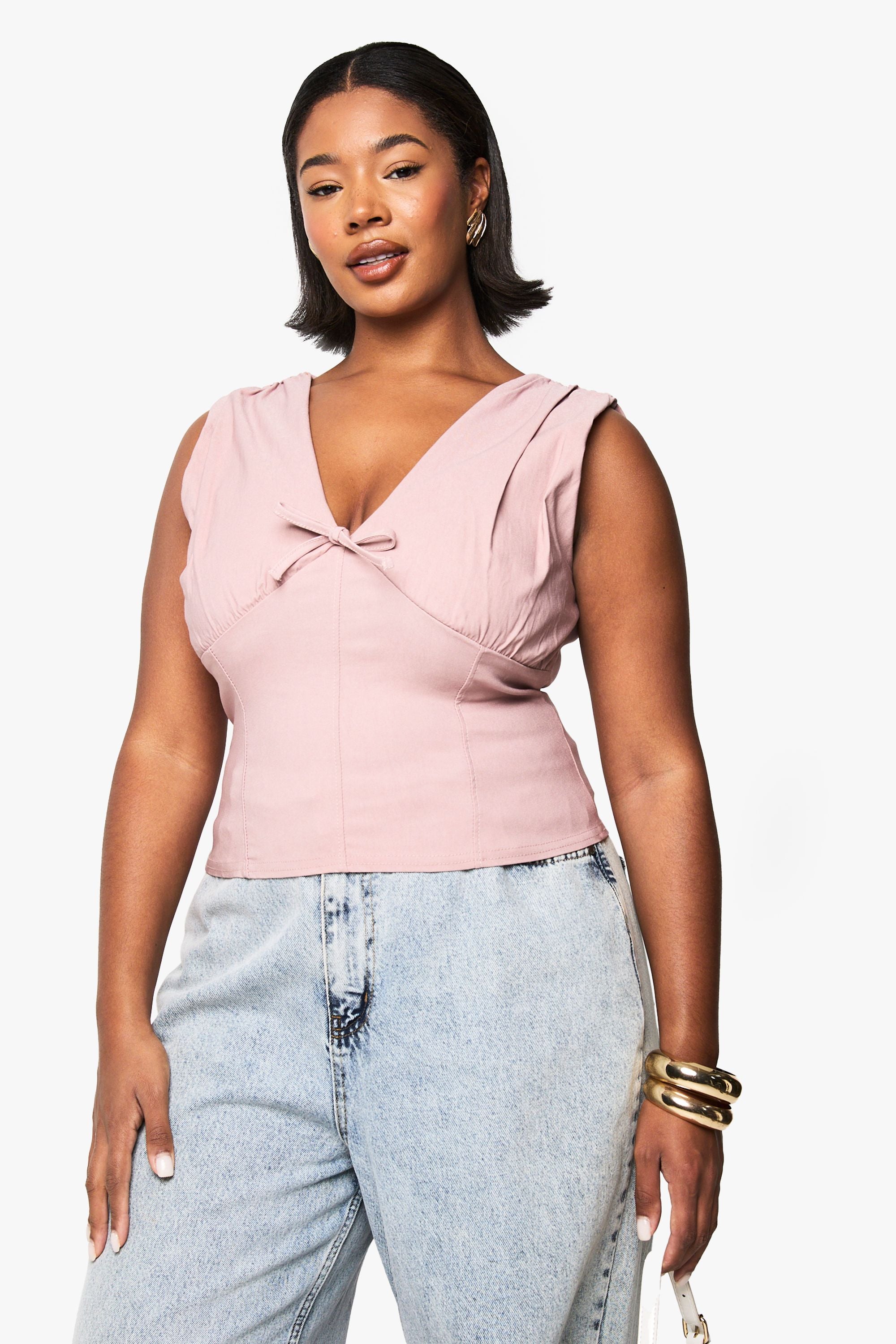 Plus Tie Detail Corset Top