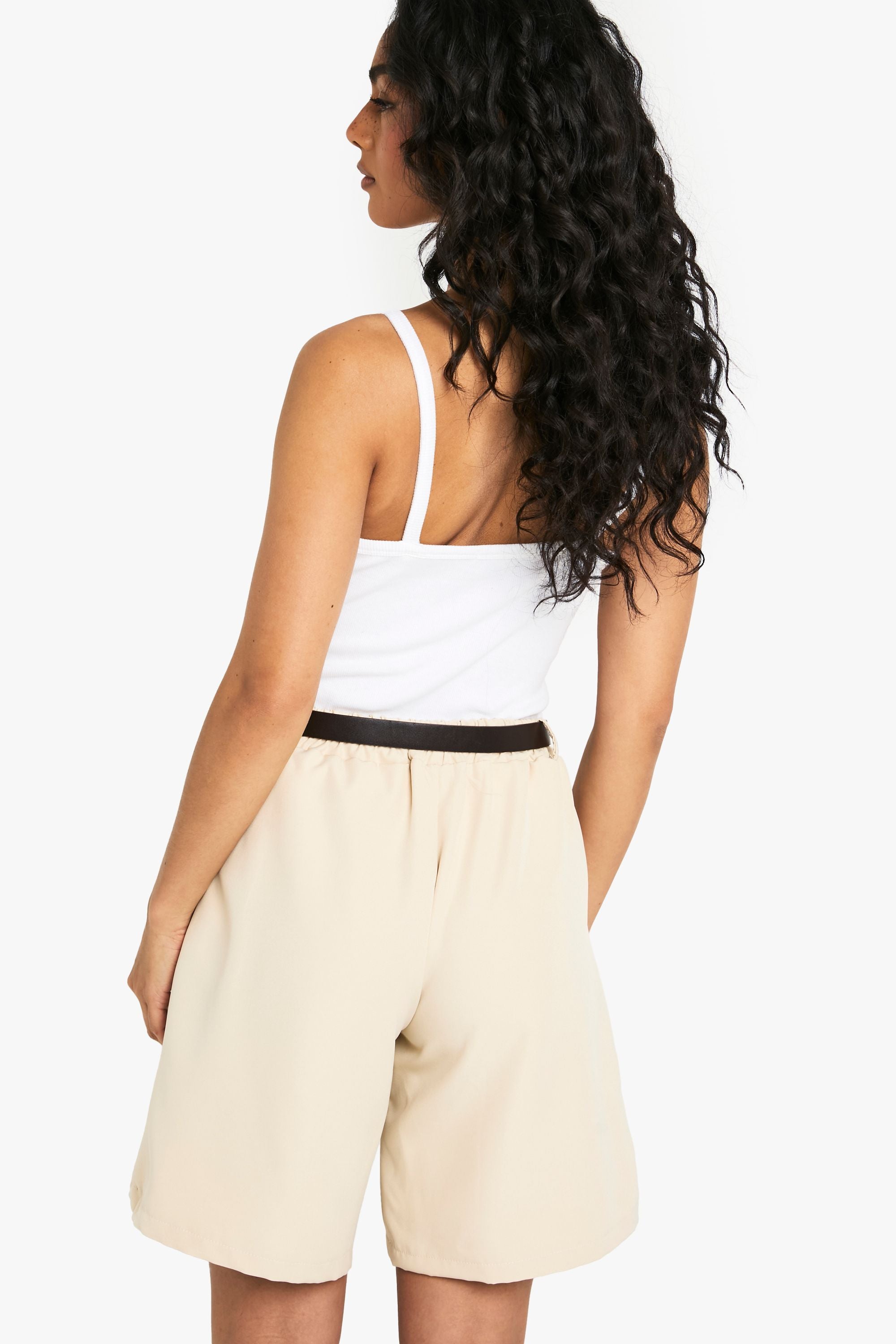 Woven Pleated Bermuda Shorts