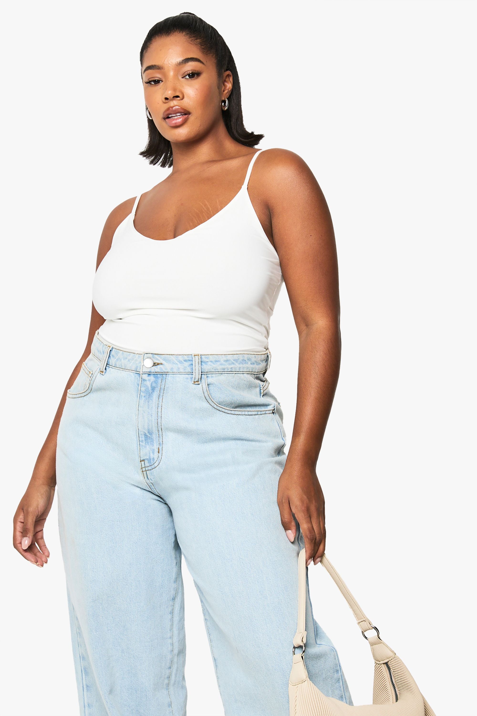 Plus Double Layer Slinky Strappy Bodysuit