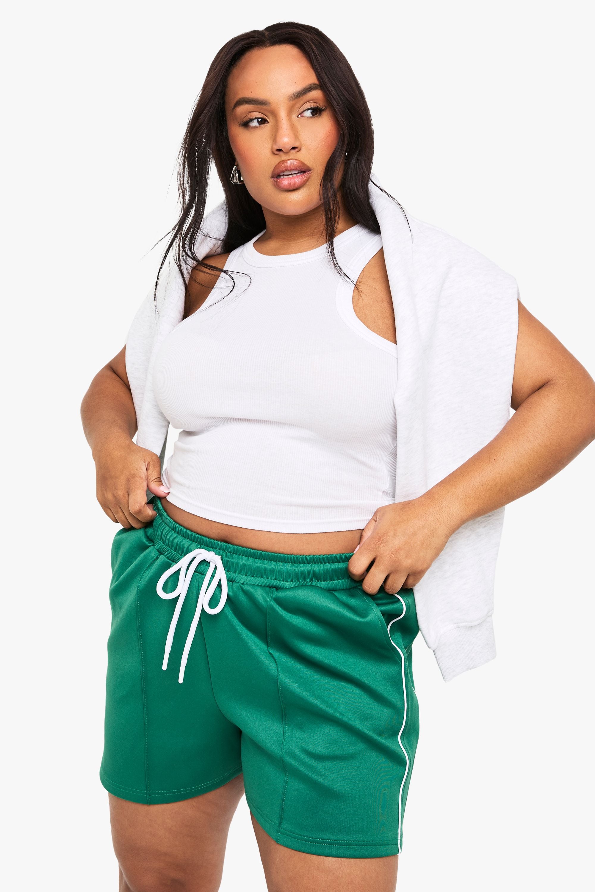 Plus Tricot Side Stripe Shorts