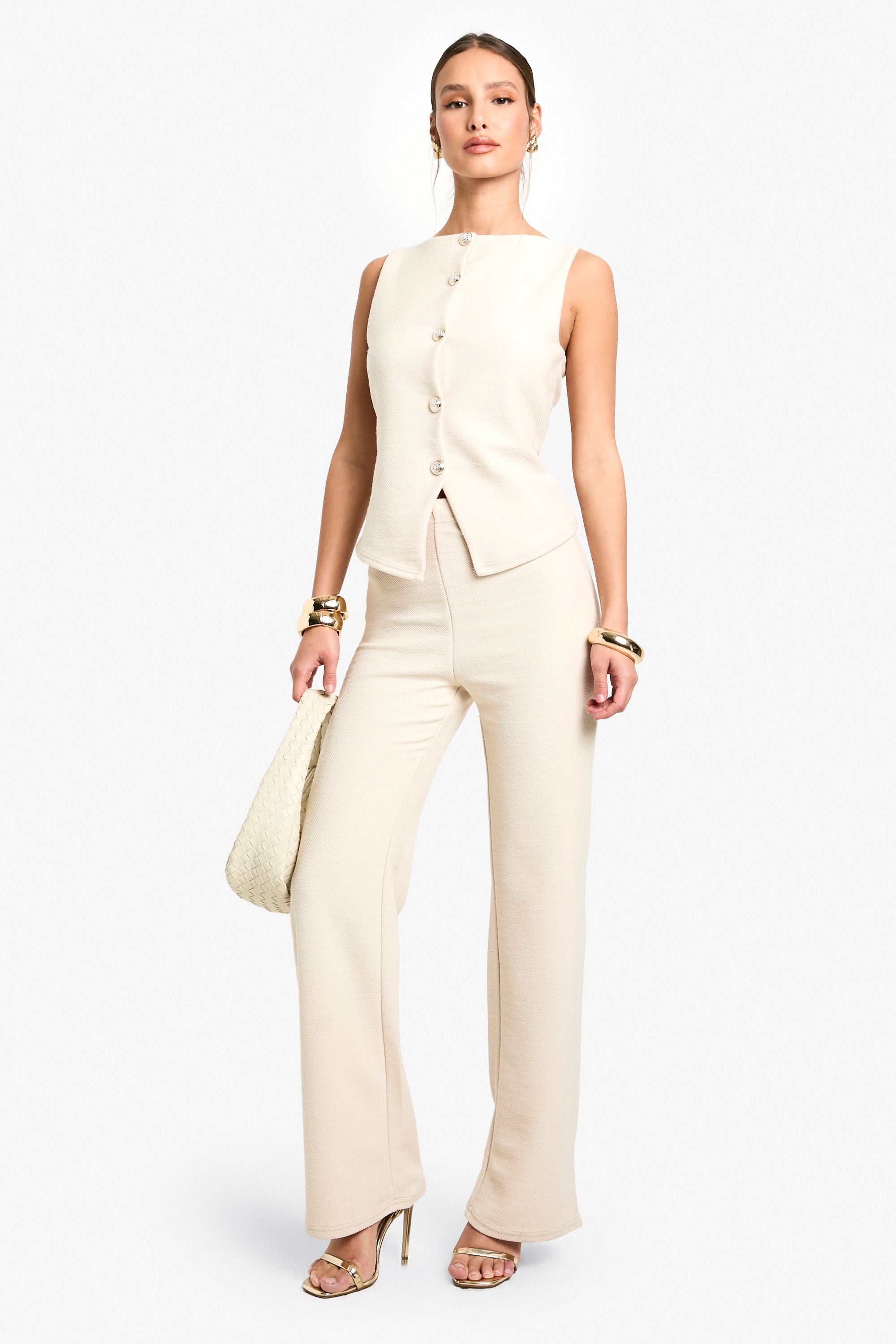 Textured Button Through Waistcoat