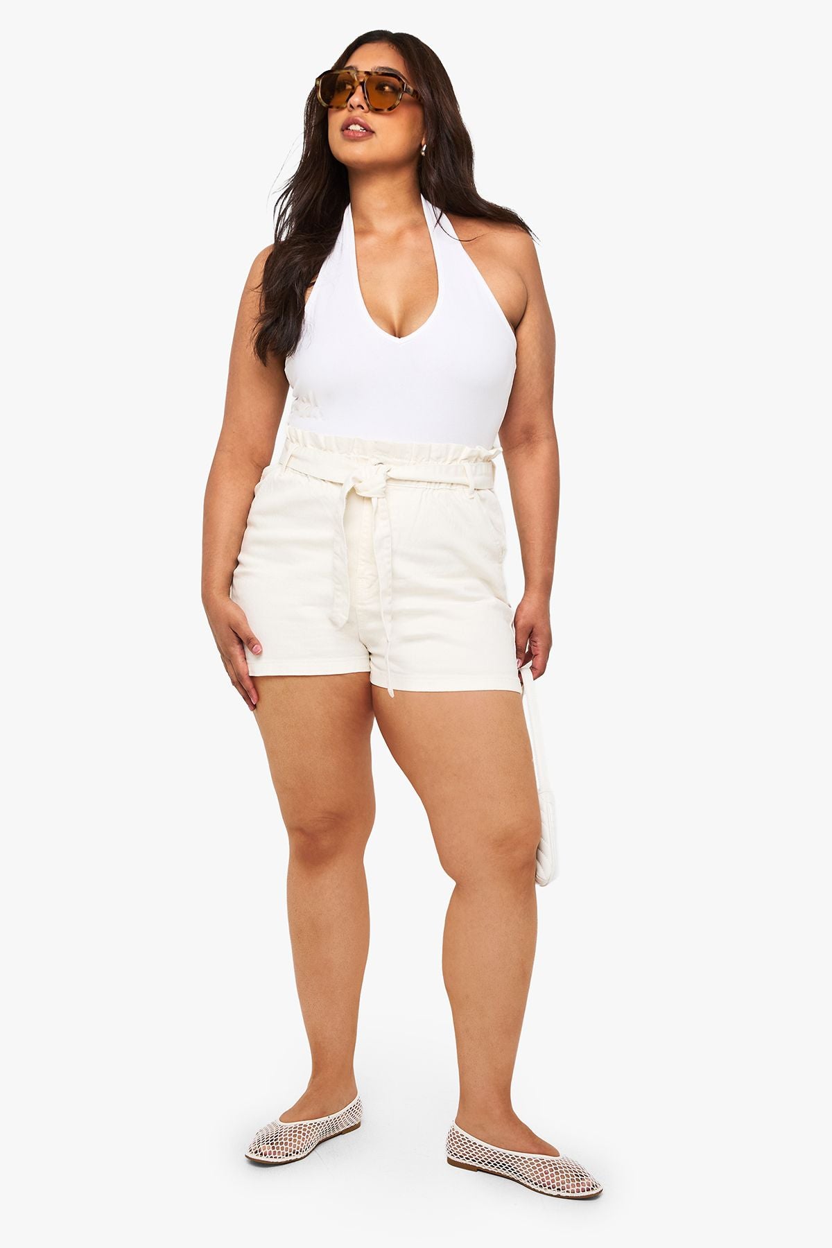 Plus Paperbag Waist Denim Short