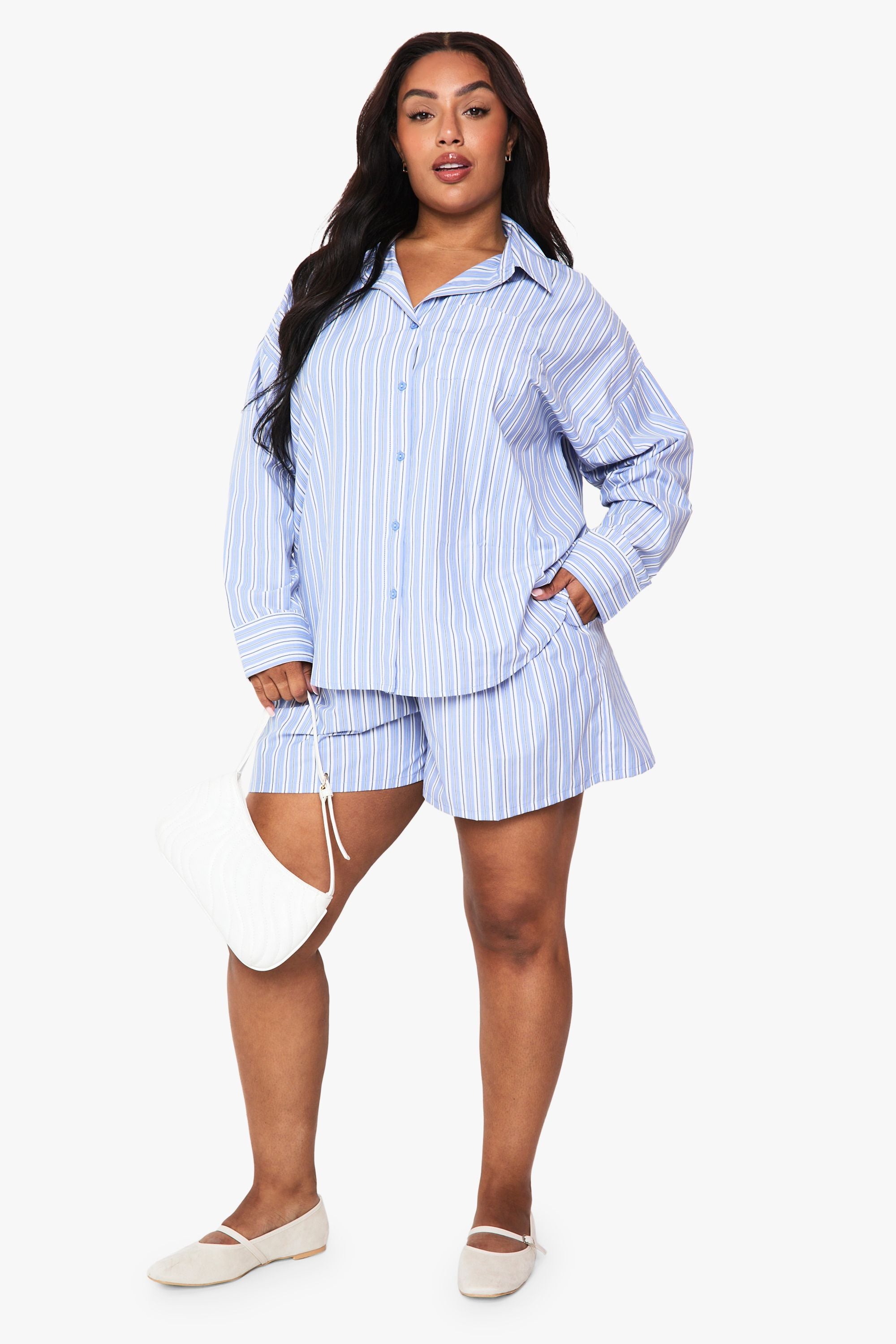 Plus Woven Stripe Boxer Short