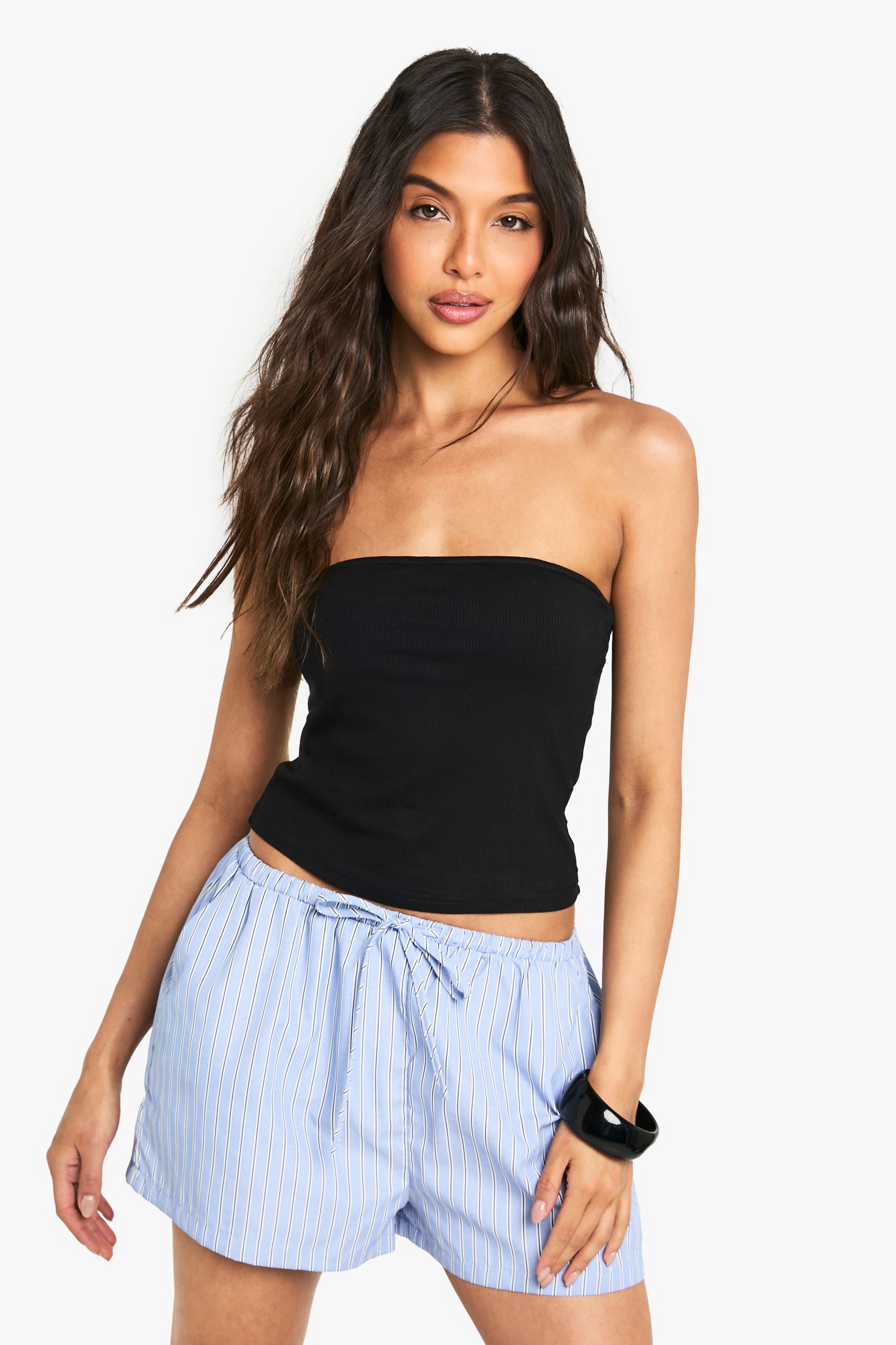 Built in Padded Soft Ribbed Bandeau Top
