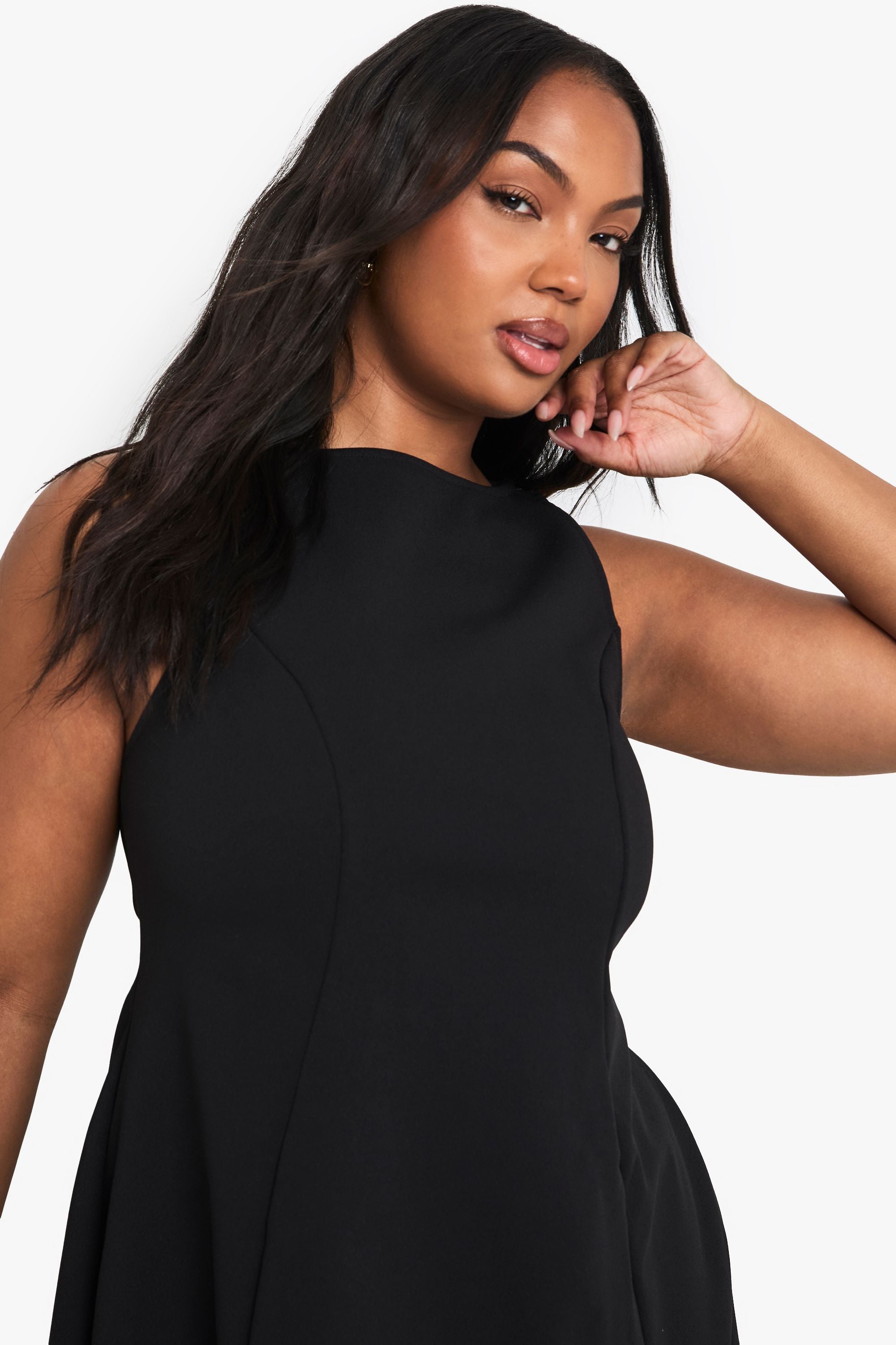 Plus Seam Detail Sleeveless Skater Dress