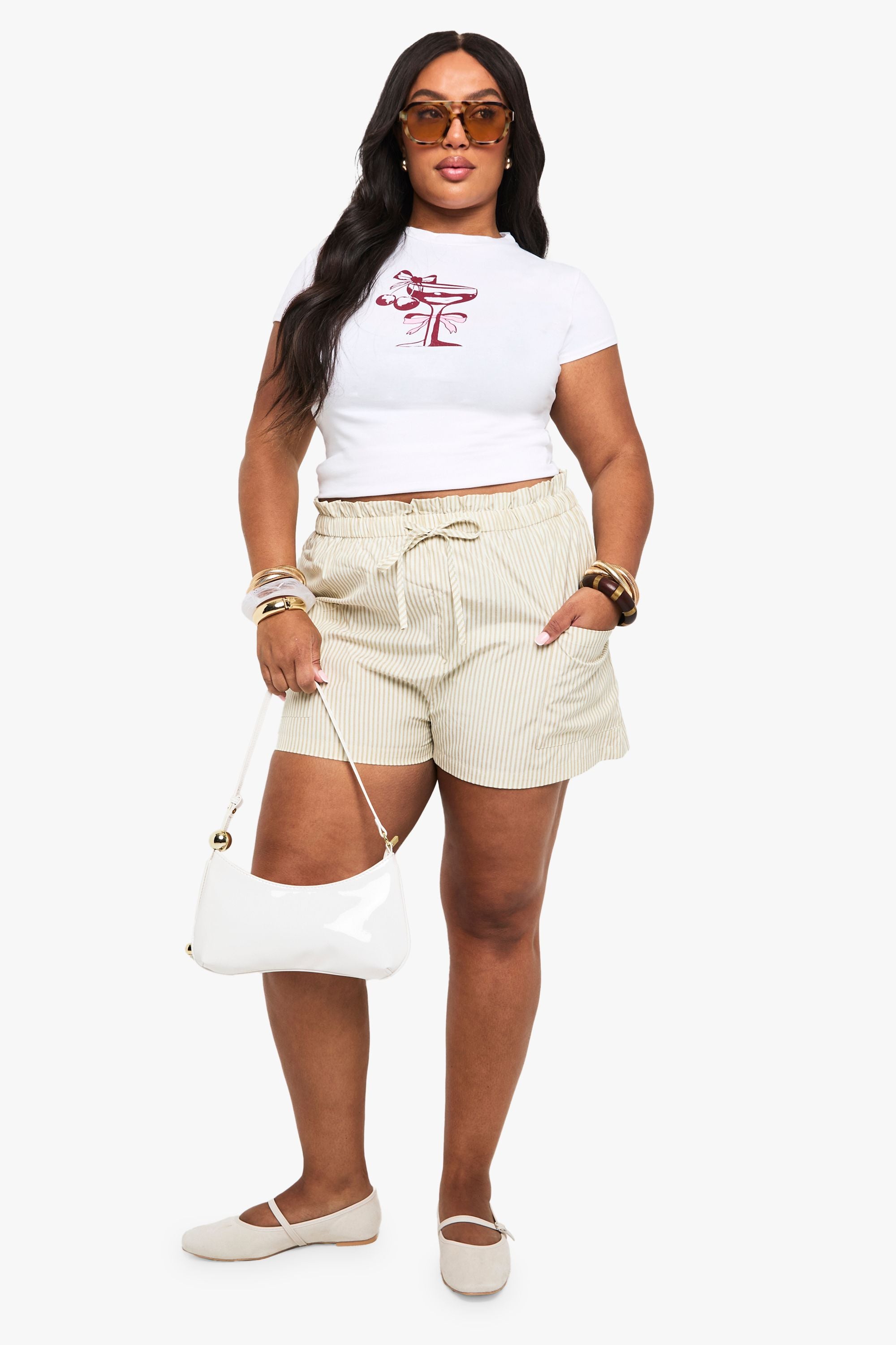 Plus Cocktail Bow Fitted T-Shirt