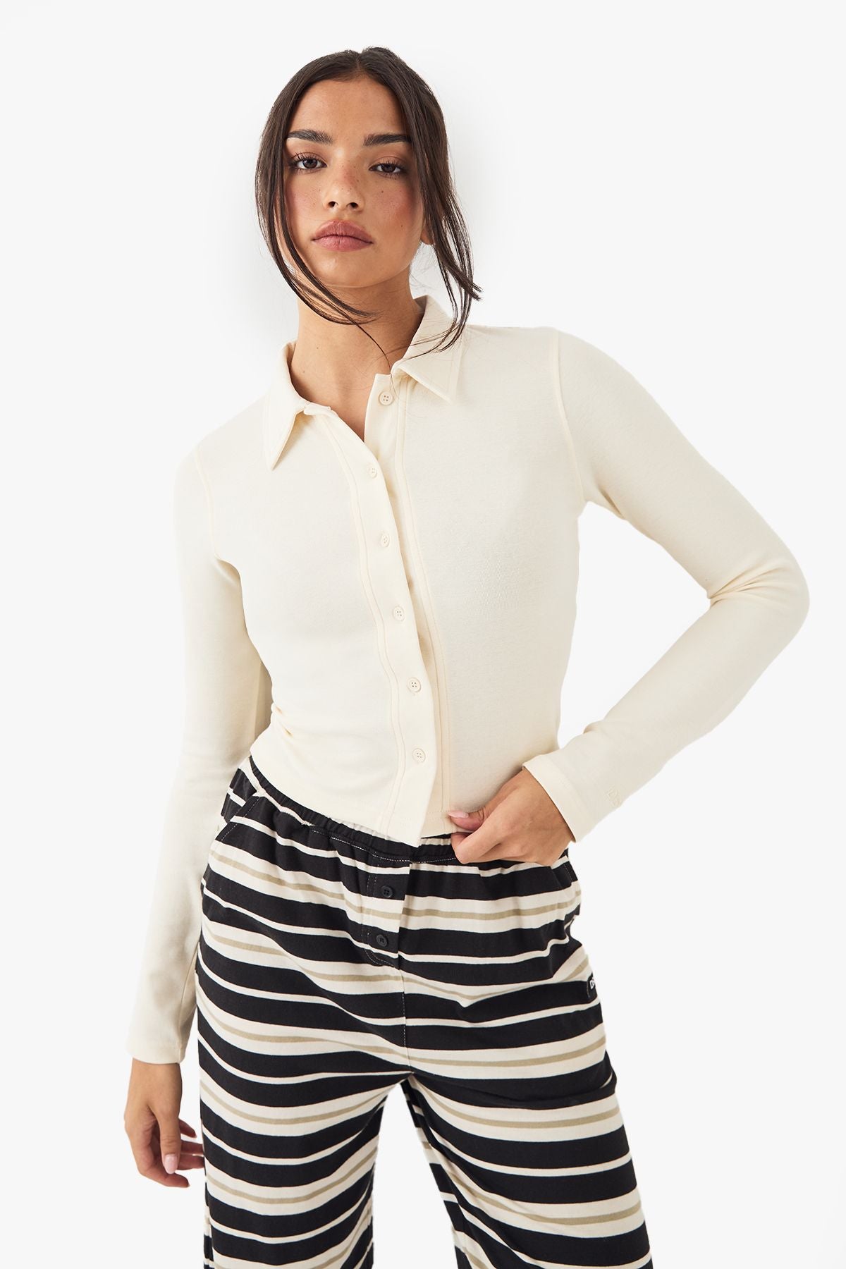 DSGN Studio Button Through Collared Fitted Top