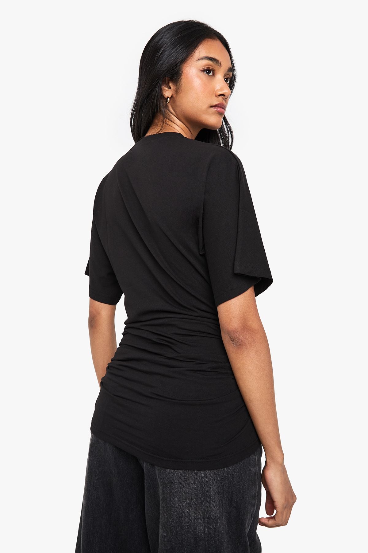 Draped Cinched Waist T-Shirt