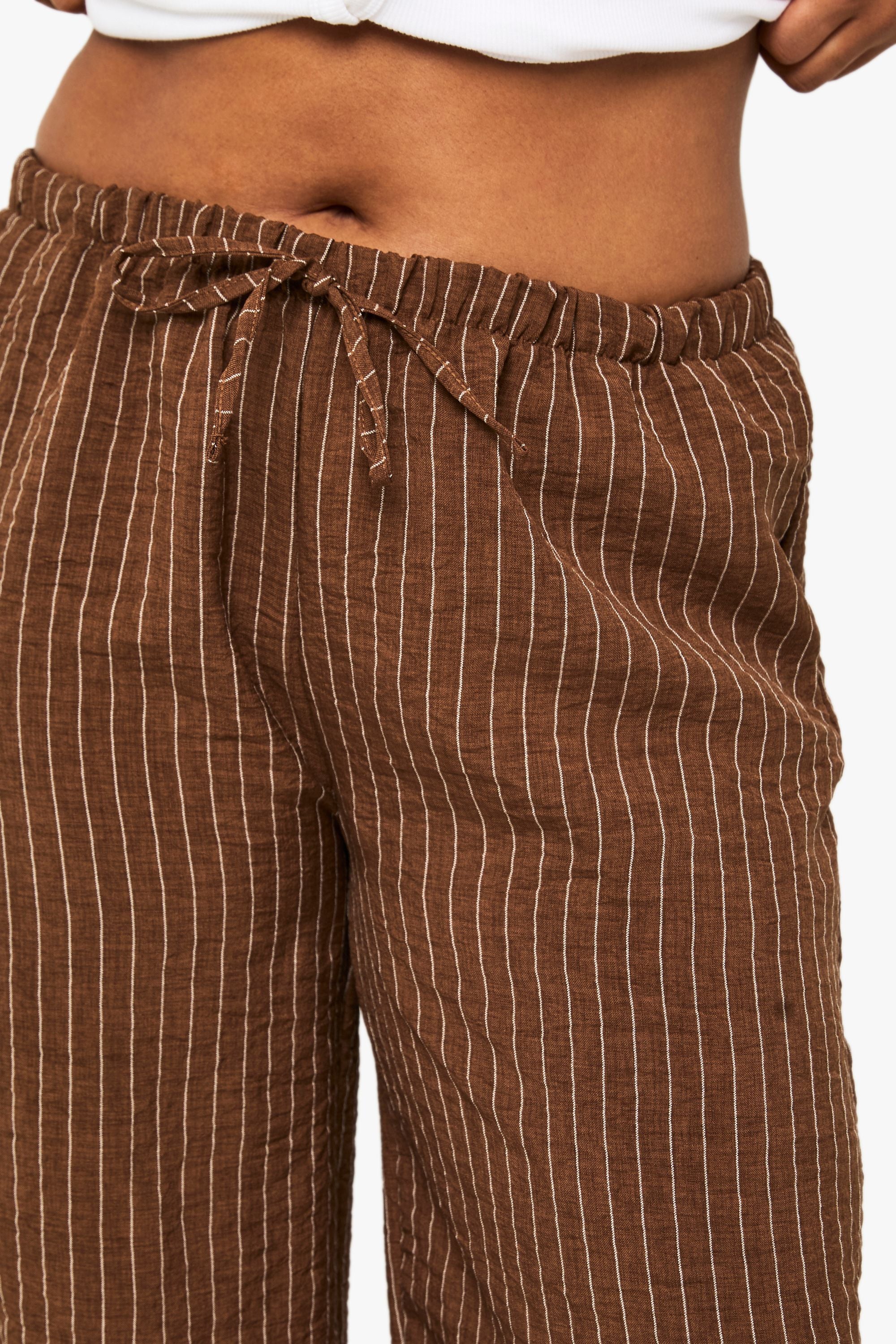 Plus Woven Stripe Wide Leg Trouser