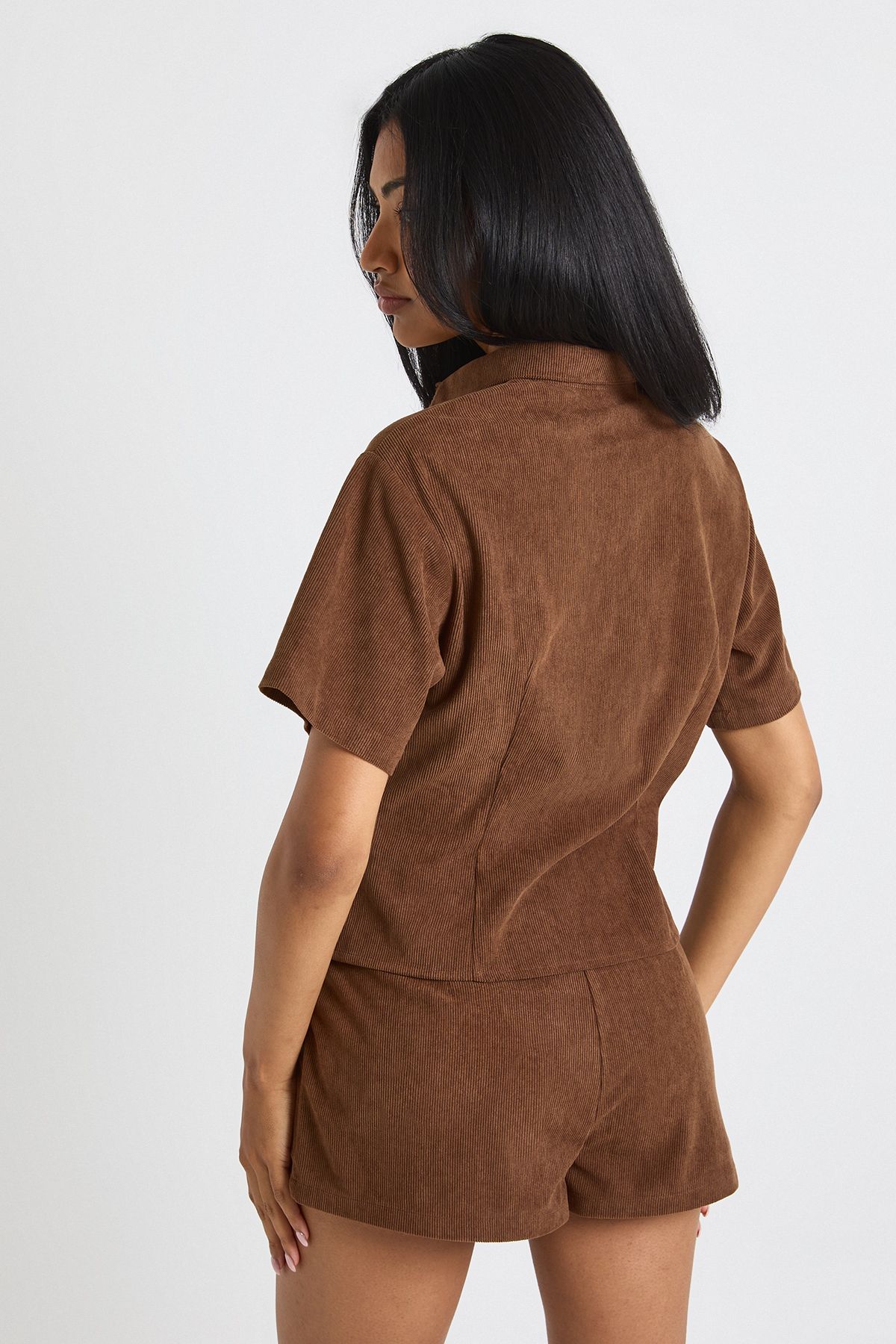 Cord Short Sleeve Fitted Shirt