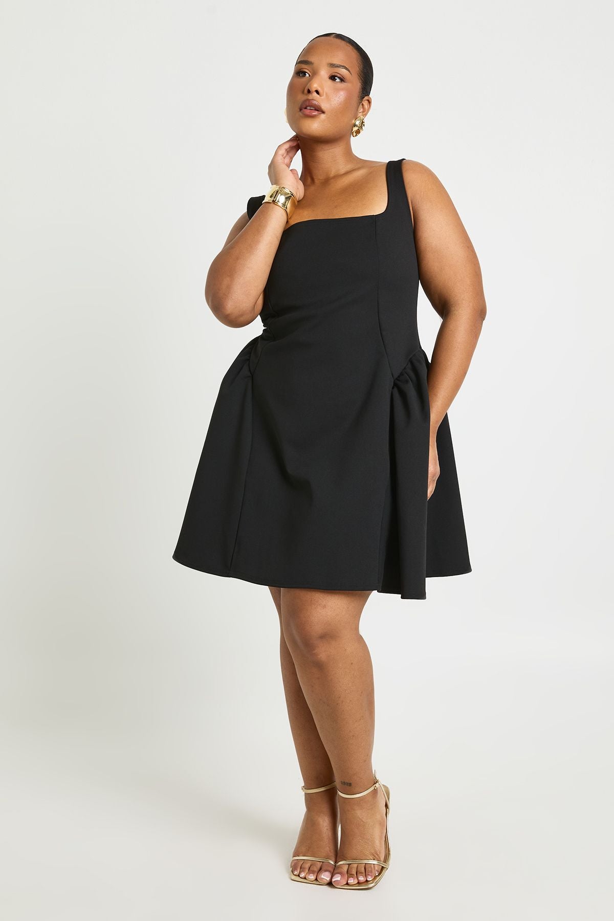 Plus Strappy Square Neck Skater Dress