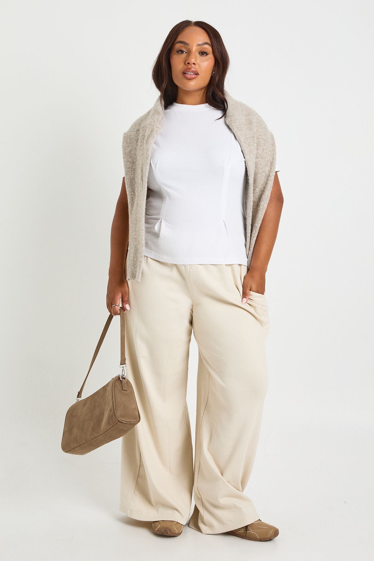 Plus Cotton Cinched Waist T-Shirt
