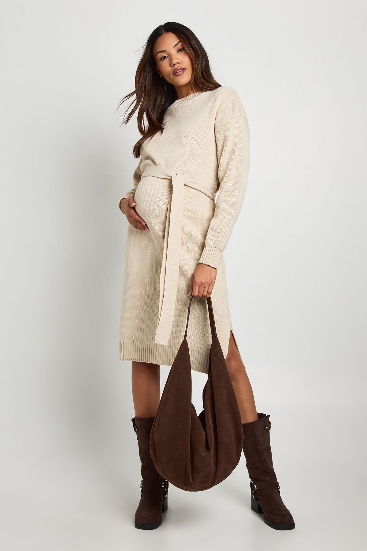 Maternity Crew Neck Jumper Midi Dress