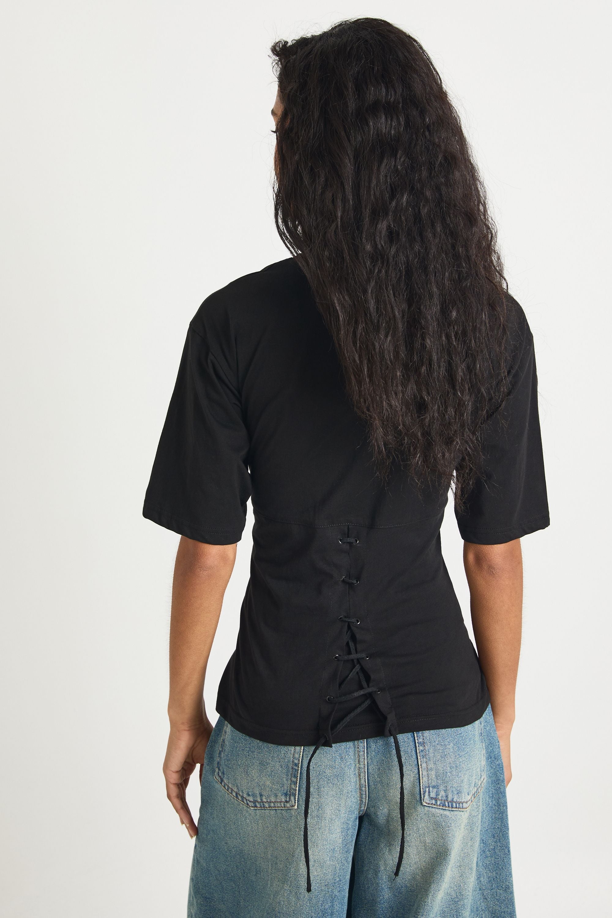 Lace Up Back Oversized T-shirt