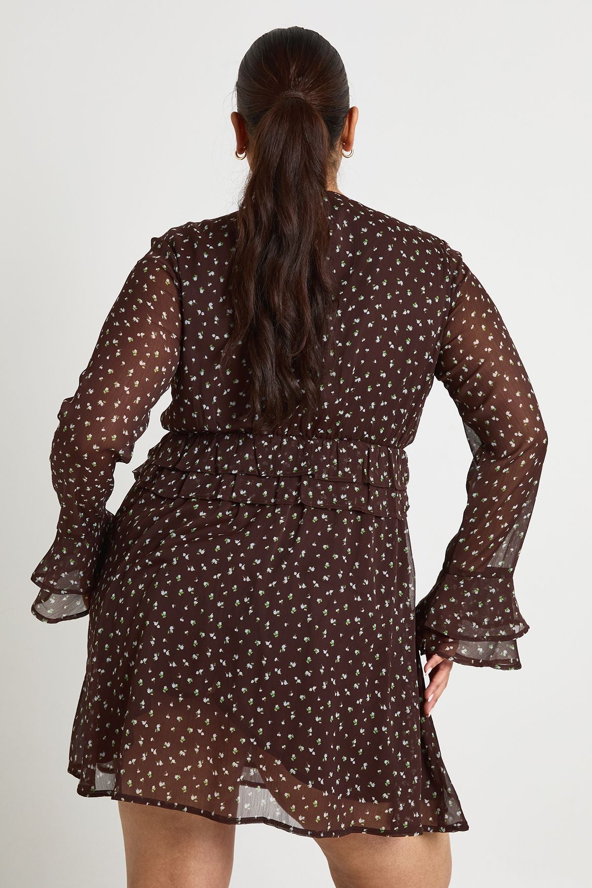 Plus Floral Chiffon Tiered Smock Dress