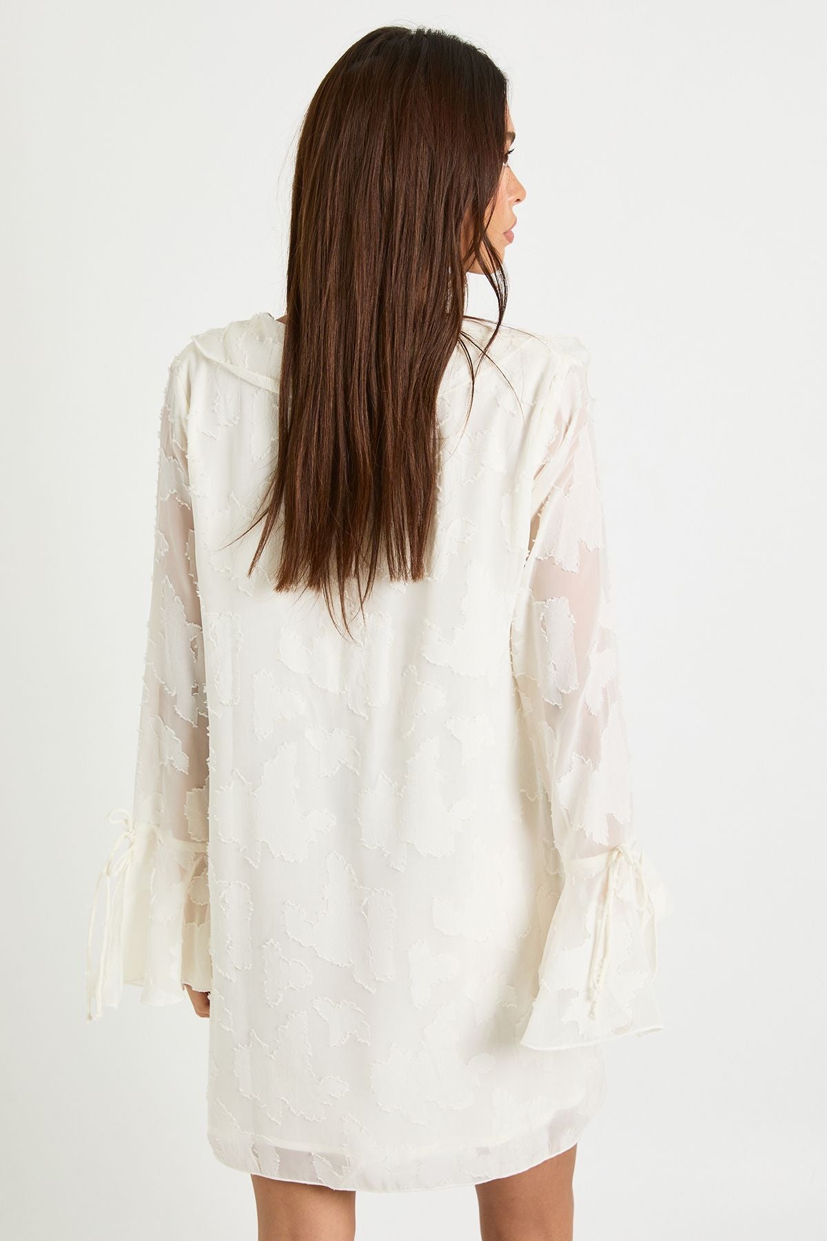 Burnout Floral Ruffle Shift Dress