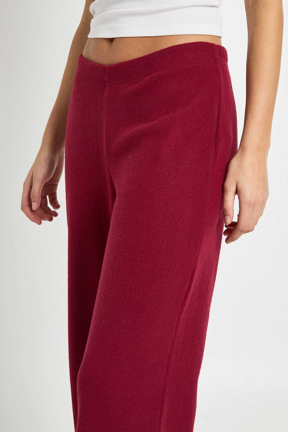 Brushed Rib Wide Leg Trouser