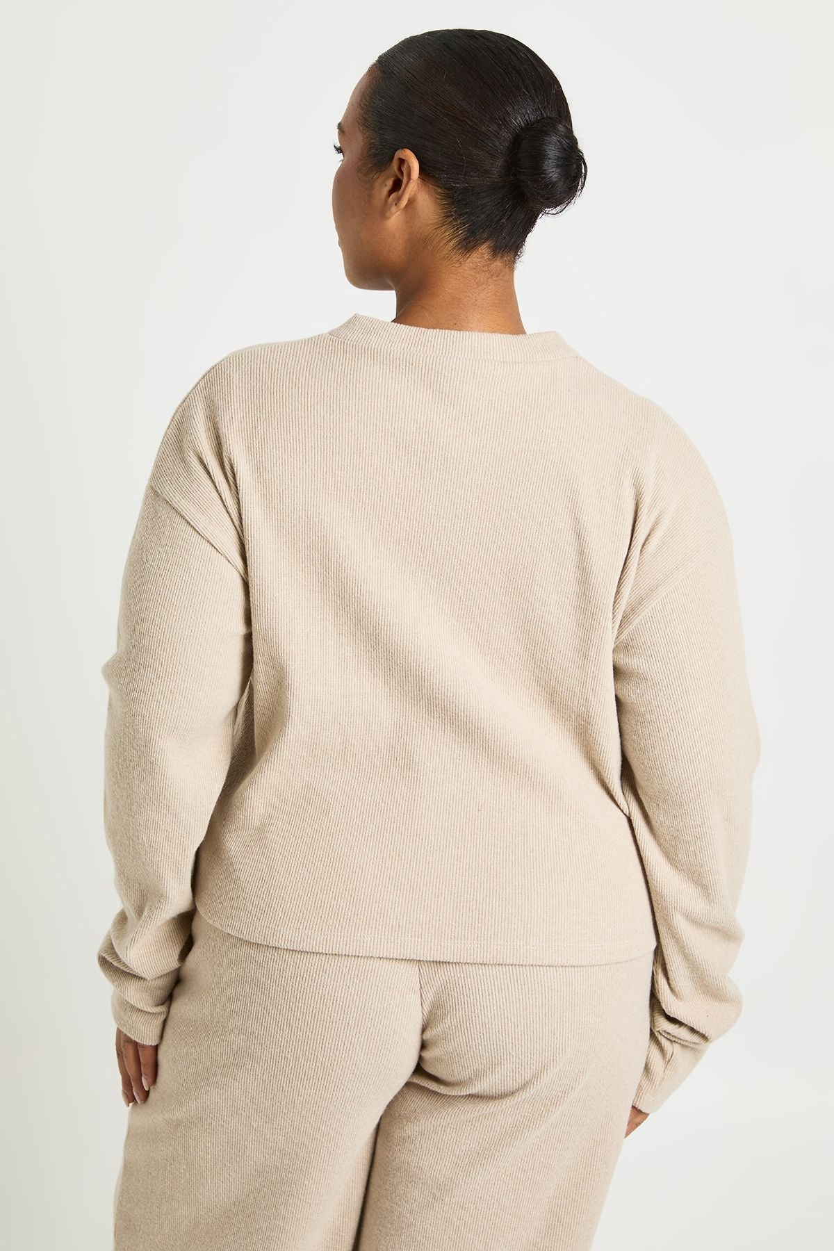 Plus Button Front Knitted Soft Rib Top