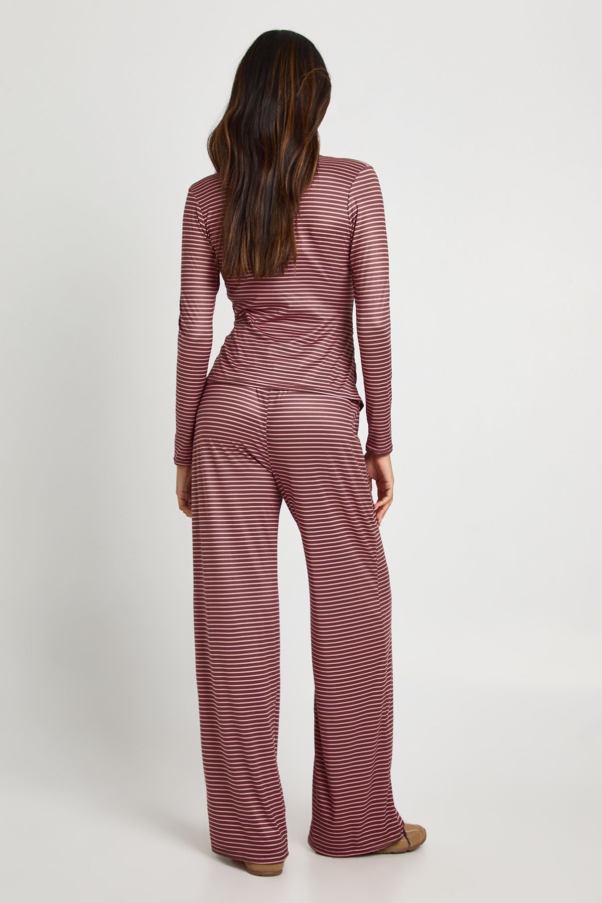 Maternity Stripe Long Sleeve Top And Trouser Set