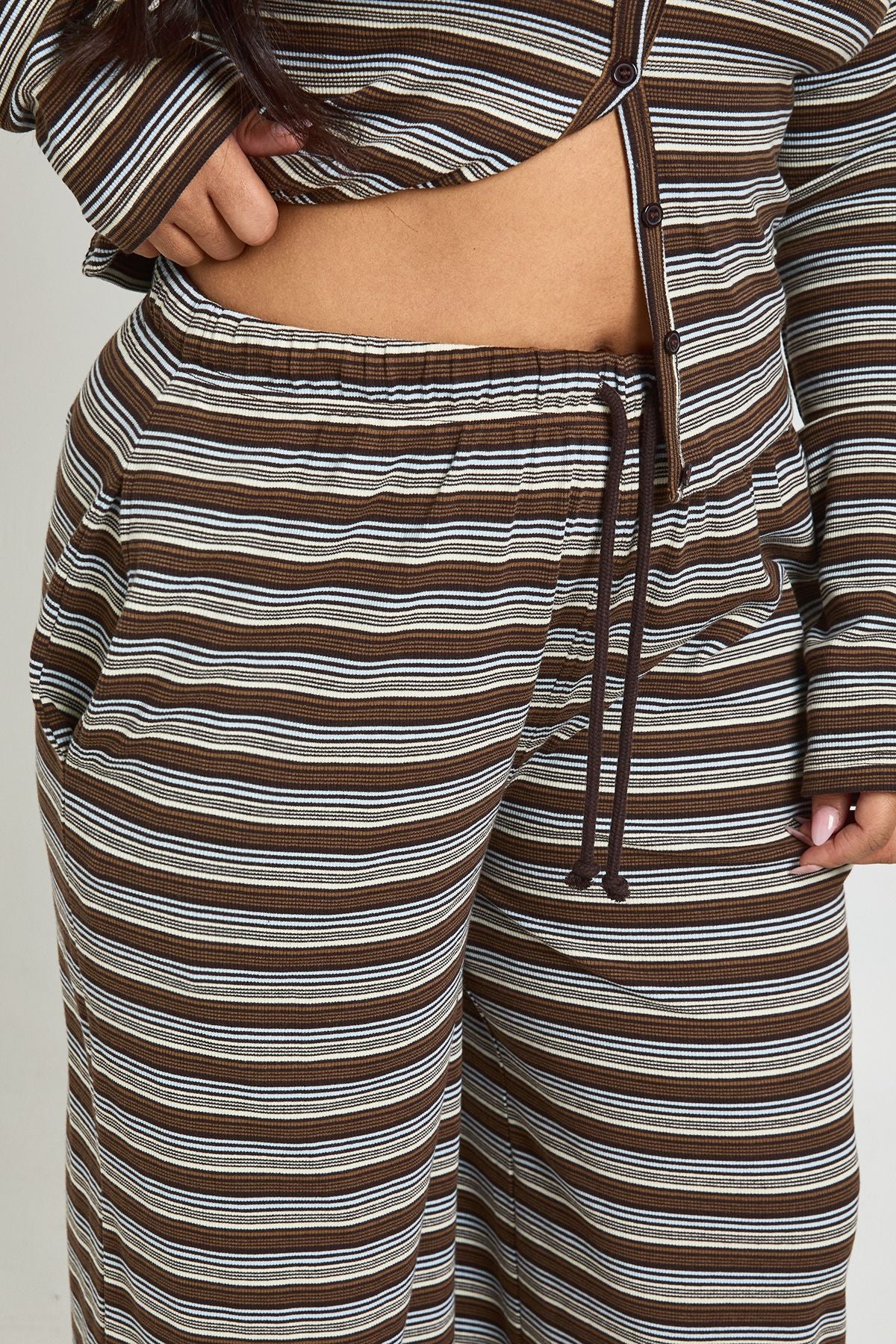 Plus Stripe Wide Leg Trousers