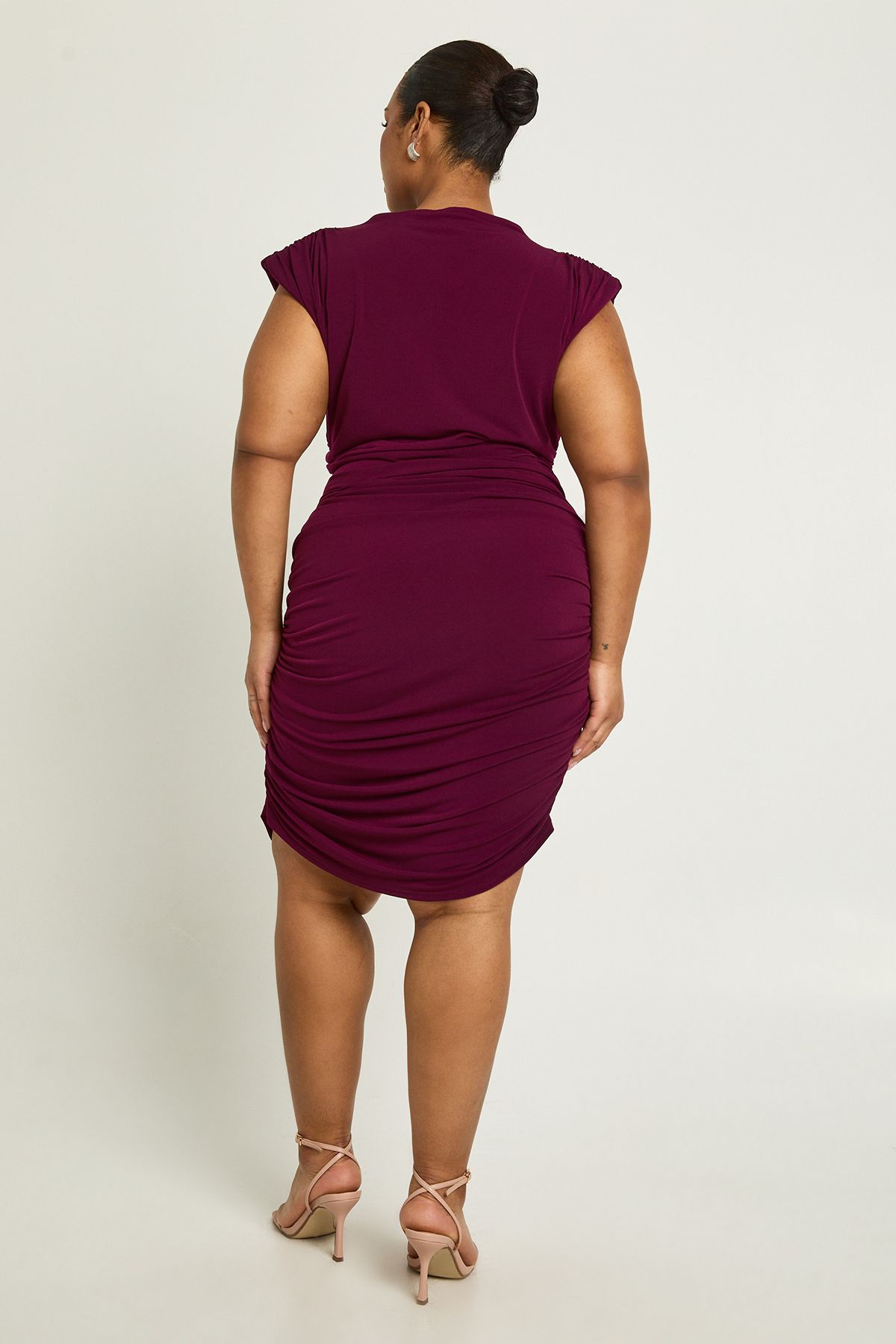 Plus Slinky Shoulder Pad Mini Dress