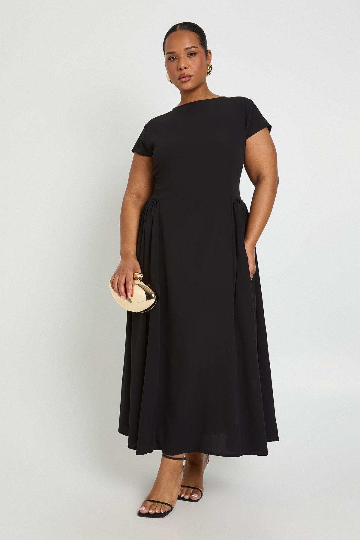 Plus Textured Volume Skirt Midaxi Dress