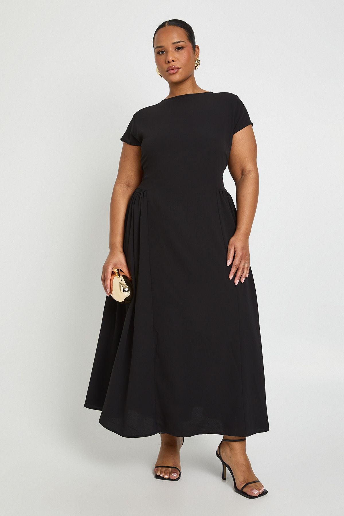 Plus Textured Volume Skirt Midaxi Dress