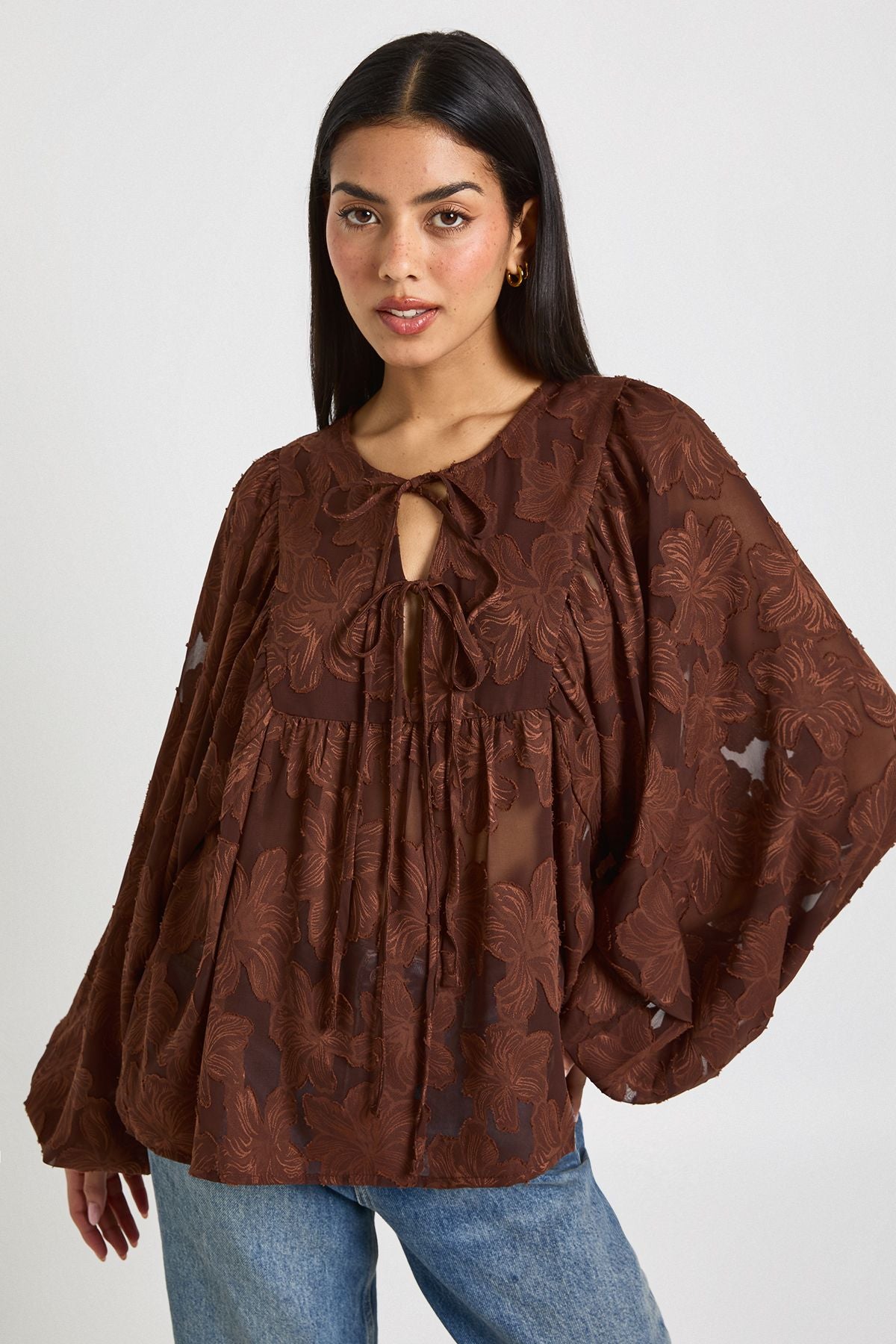 Burnout Floral Boho Blouse