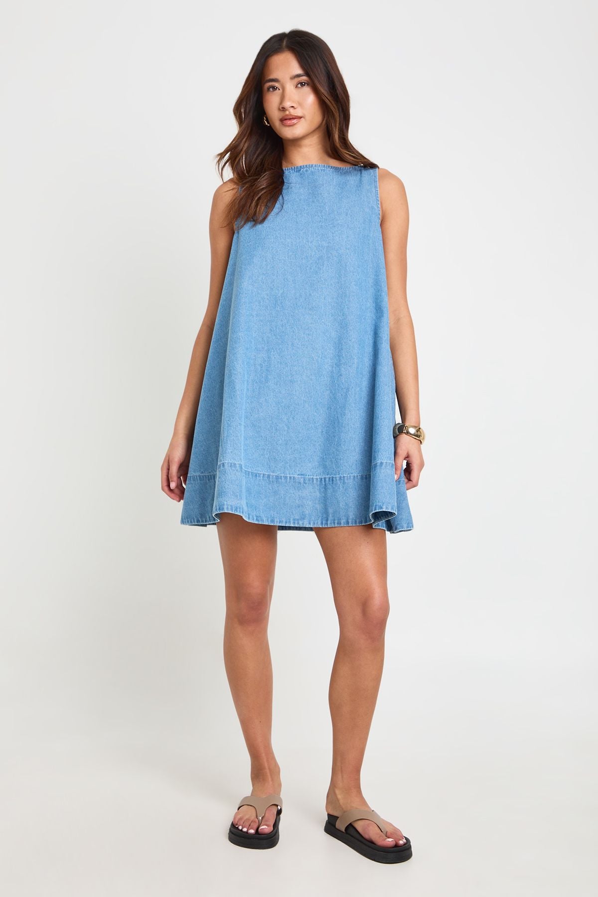 Chambray Racer Swing Dress