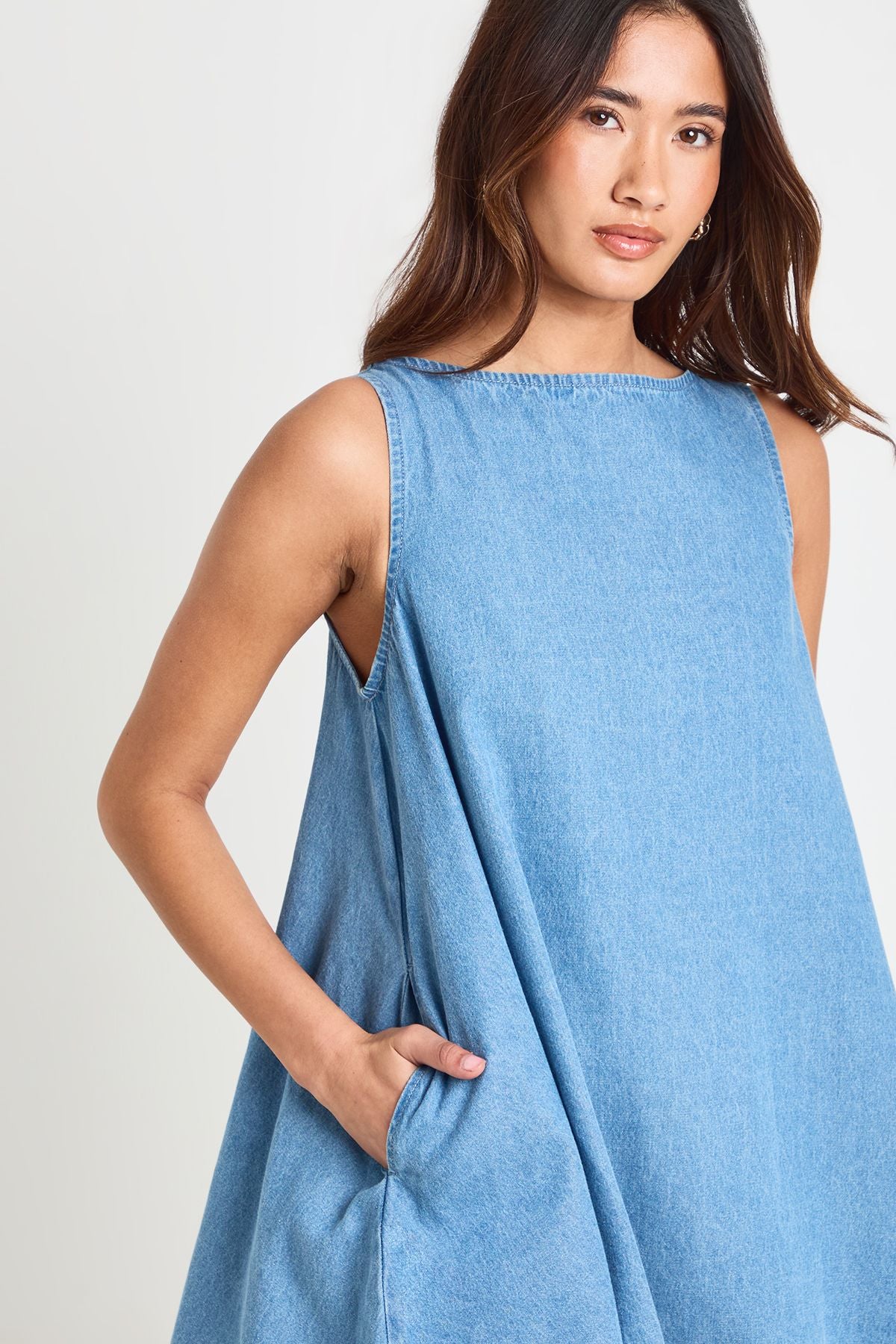 Chambray Racer Swing Dress