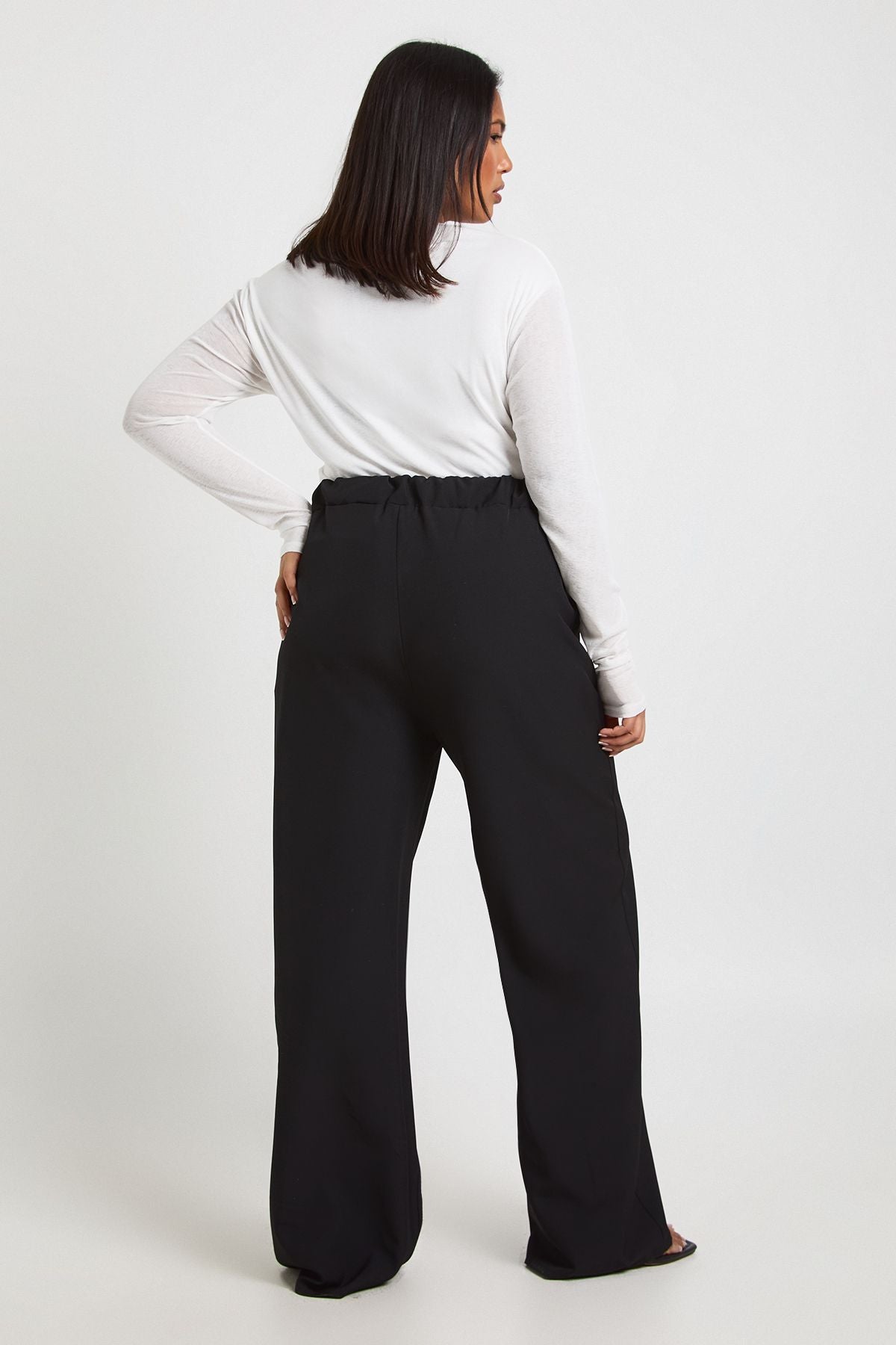Plus Woven Pocket Button Down Elasticated Waist Trouser