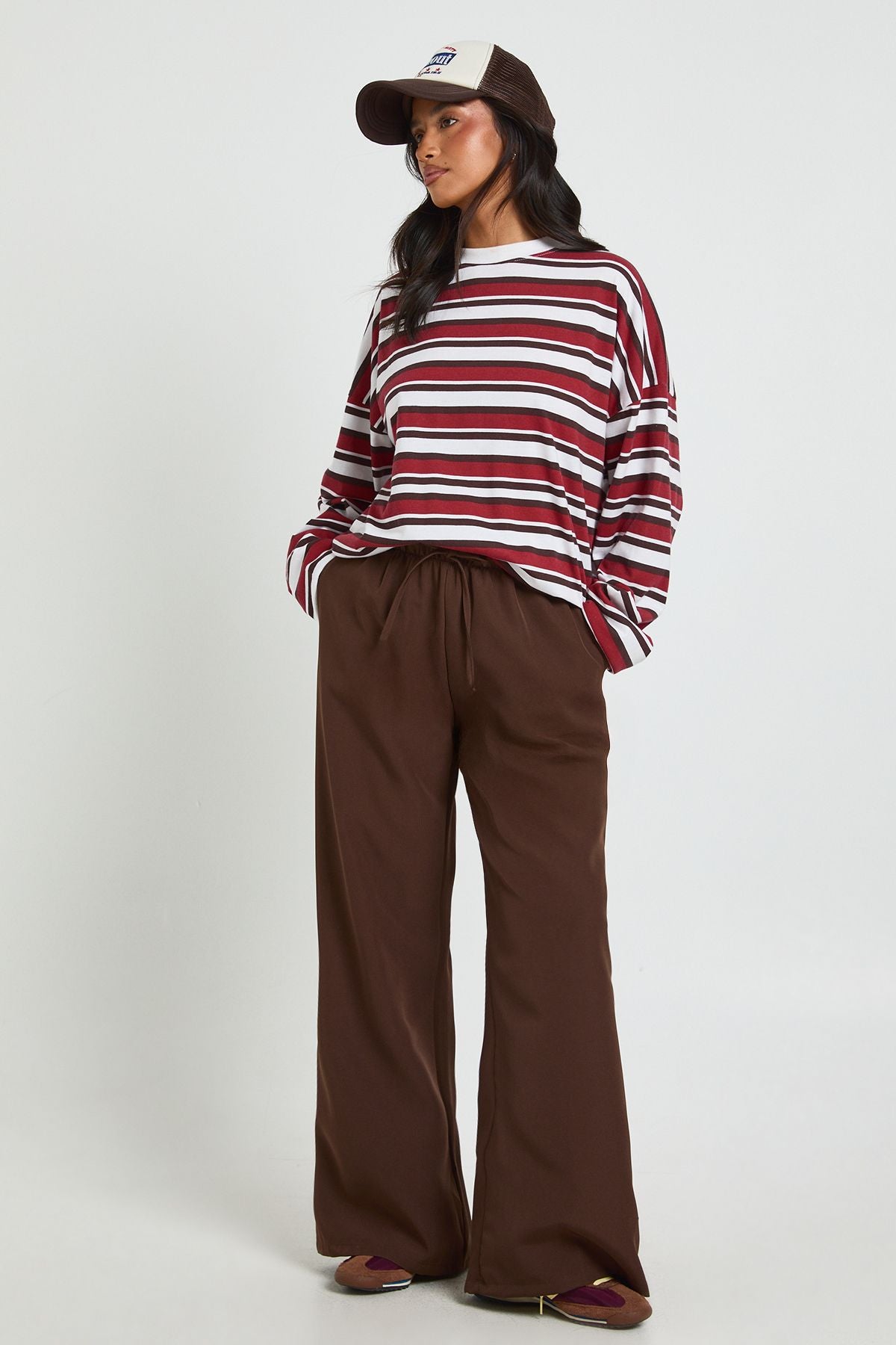 Petite Woven Elasticated Waist Straight Leg Trousers