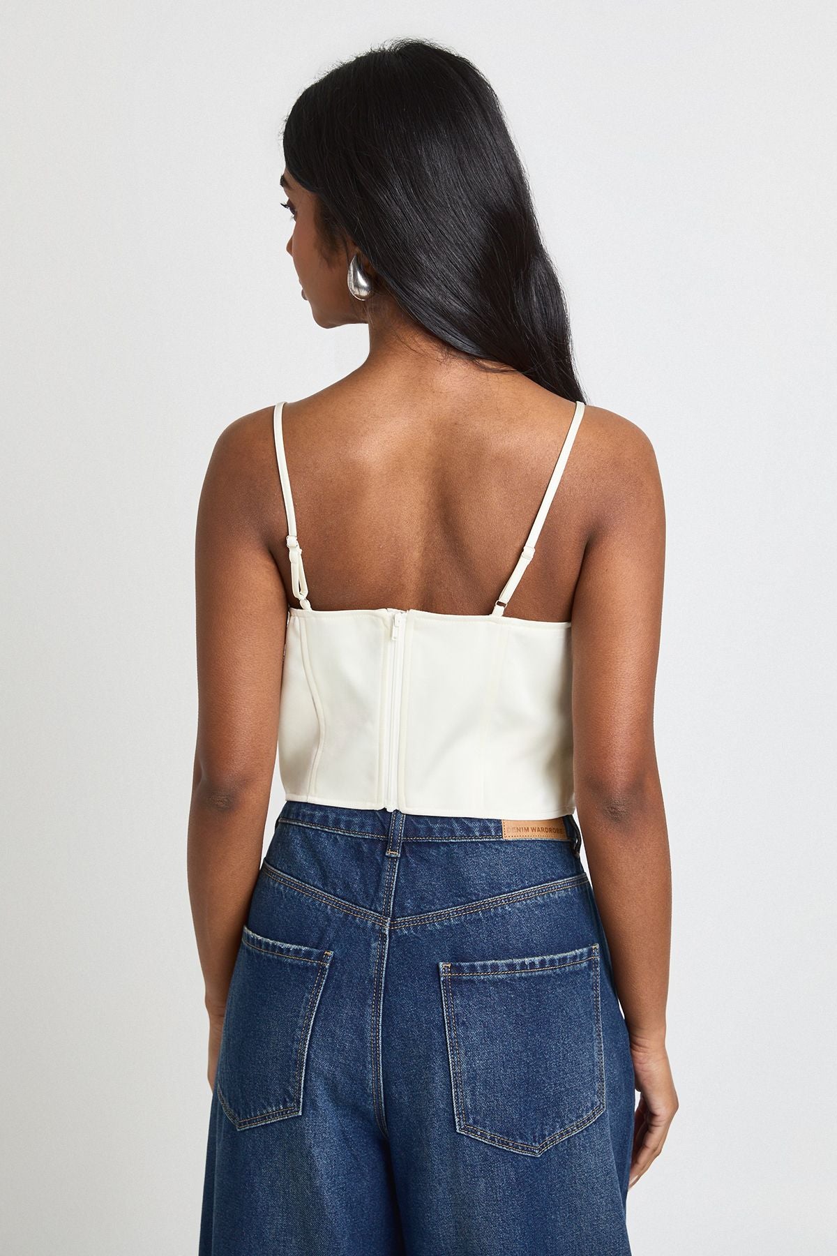 Lace Trim Boned Corset Top