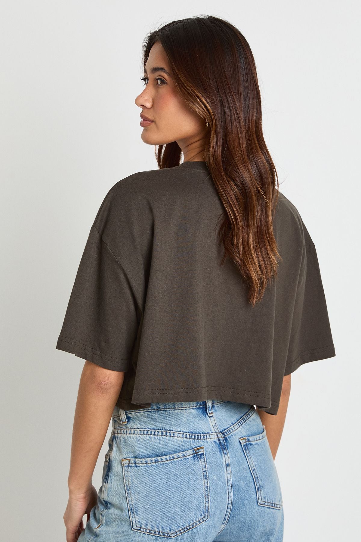 Basic Oversized Boxy Crop T-Shirt