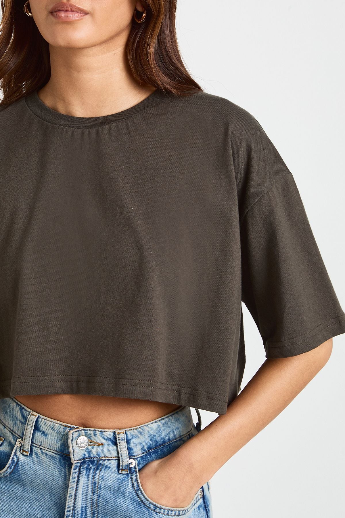 Basic Oversized Boxy Crop T-Shirt