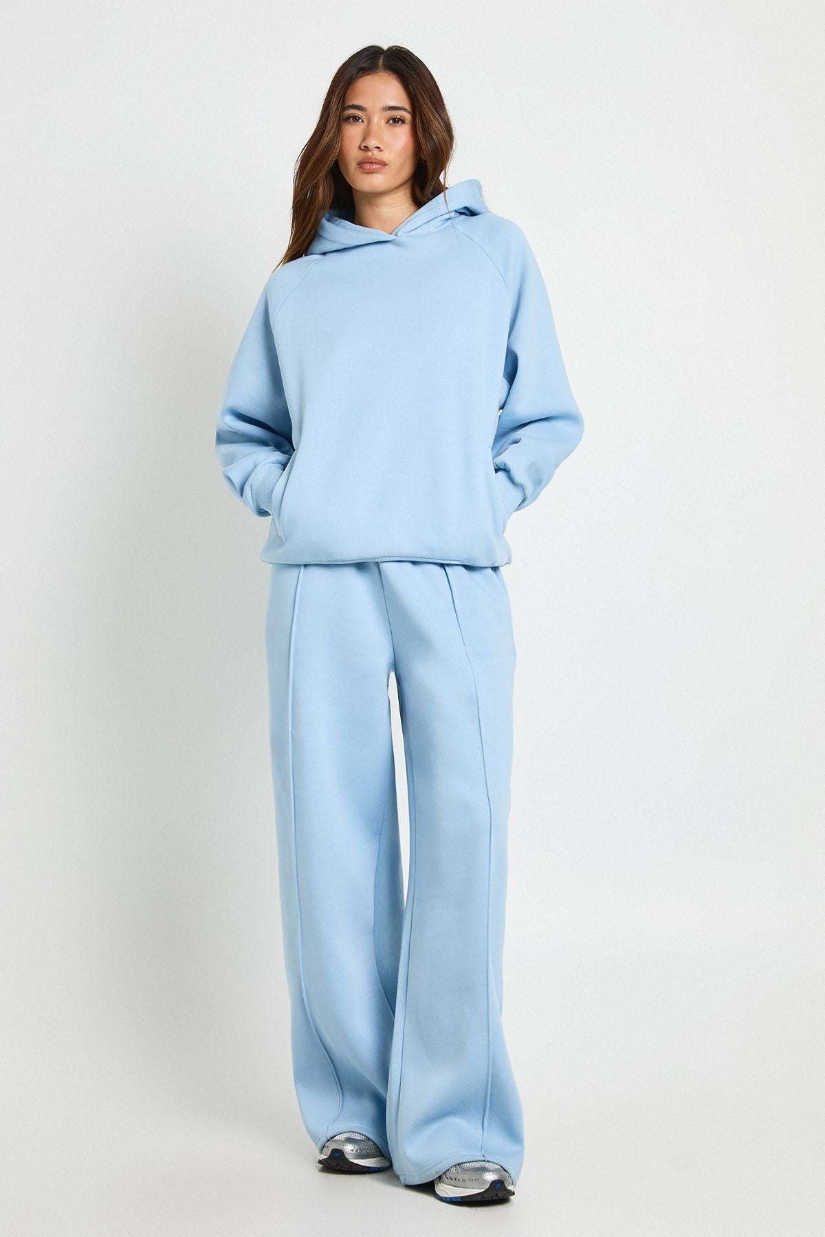 Oversized Hoodie And Pintuck Straight Leg Jogger Tracksuit