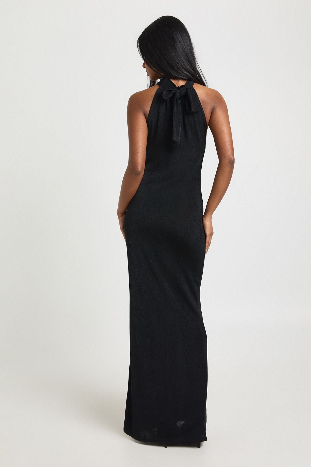 Acetate Slinky Halterneck Midi Dress